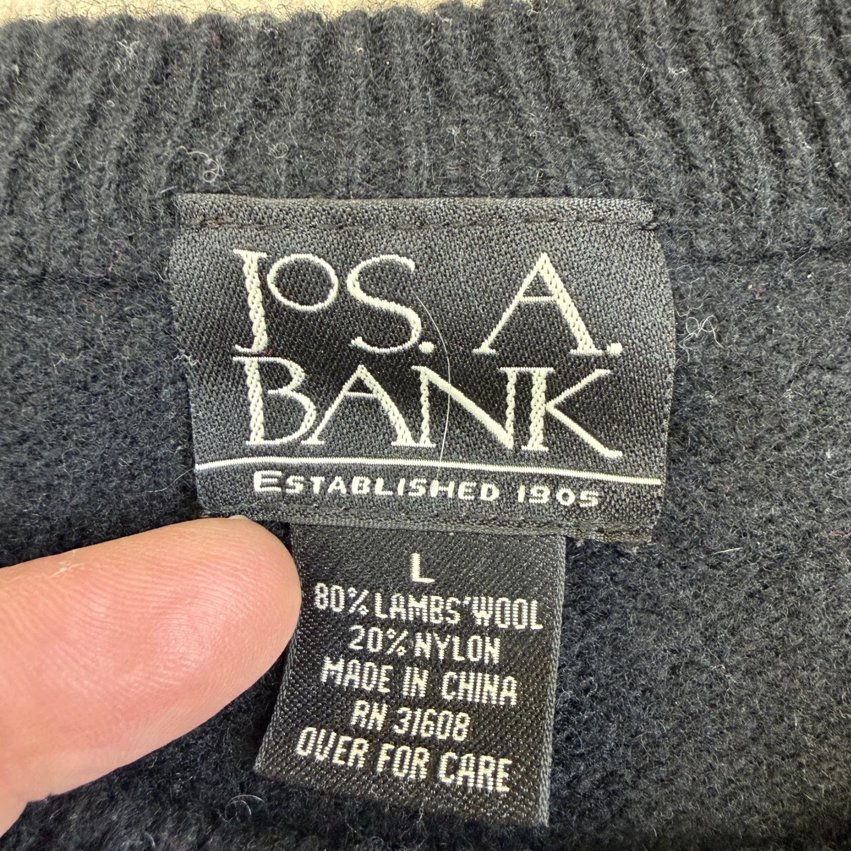 Jos. A. Bank Jos A Bank Sweater Mens Large Black Gray Argyle Lambswool Crewneck Pullover Size US L / EU 52-54 / 3 - 4 Thumbnail
