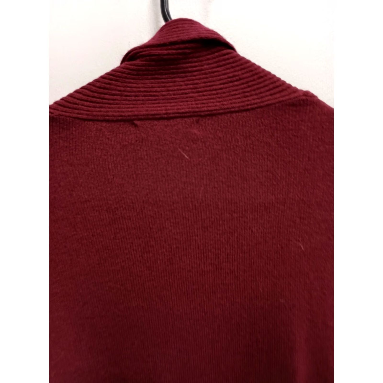 Vintage Napa Valley BOHO Cardigan Womens 2X Maroon Pointelle Knit Open Front Casual Knit Sweater Size XXL / US 16-18 / IT 52-54 - 7 Thumbnail