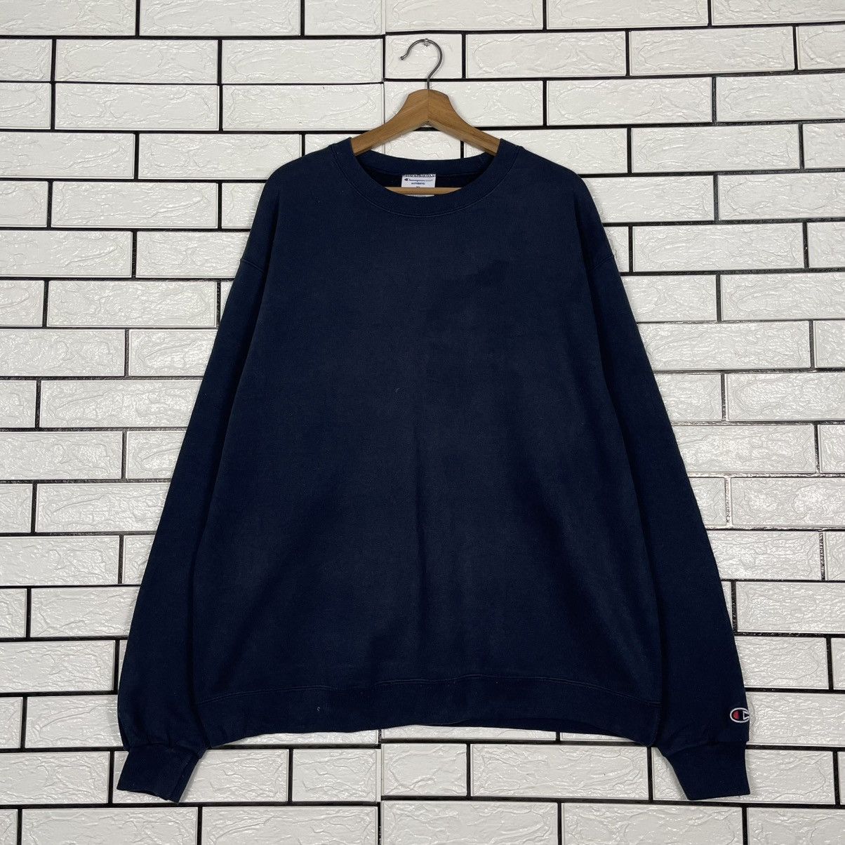 Japanese Brand Champion Plain Crewneck Blue Sweatshirt Size US XL / EU 56 / 4 - 1 Thumbnail