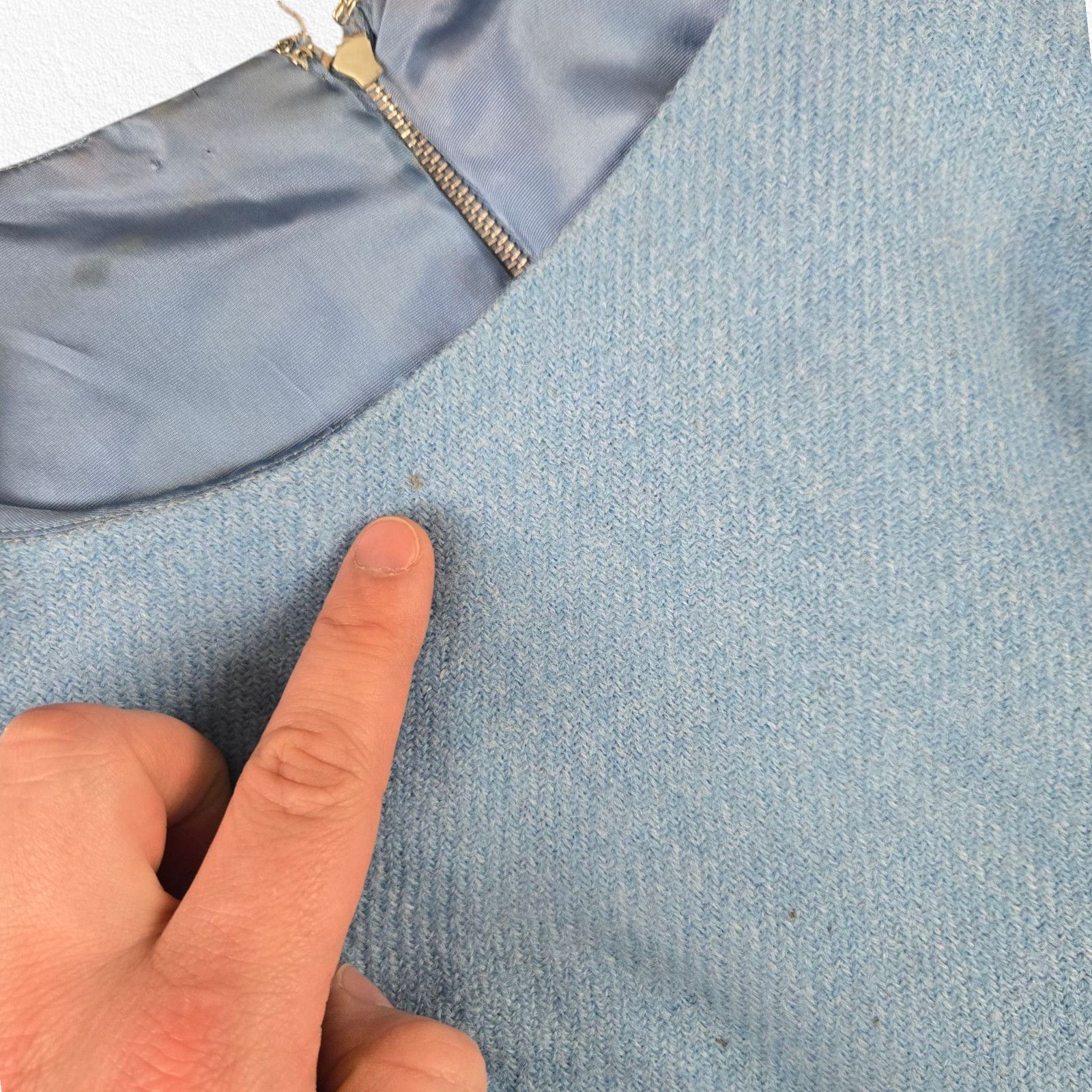 Vintage 50s Light Blue USA Union Made Rockabilly Wool Dress Size 2 Size XS / US 0-2 / IT 36-38 - 9 Thumbnail