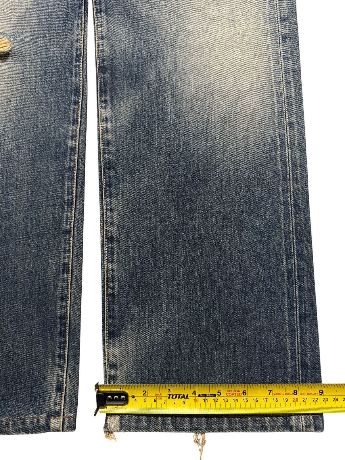 Edwin Vintage 90s Edwin 505 Selvedge Faded Distress Wide Leg Baggy Size US 28 / EU 44 - 16 Thumbnail