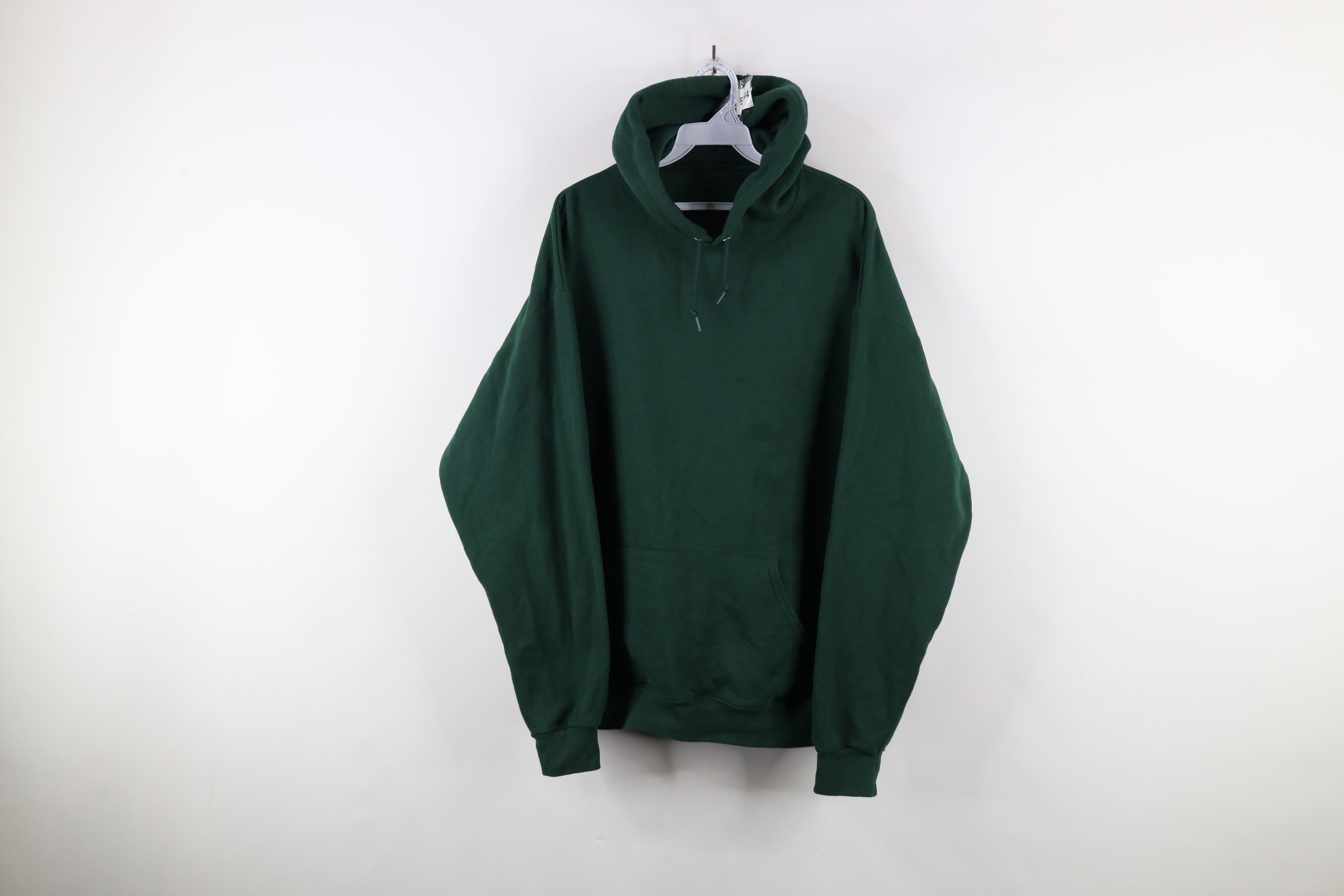 Vintage Vintage 90s Streetwear Blank Hoodie Sweatshirt Hunter Green Size US XL / EU 56 / 4 - 1 Thumbnail