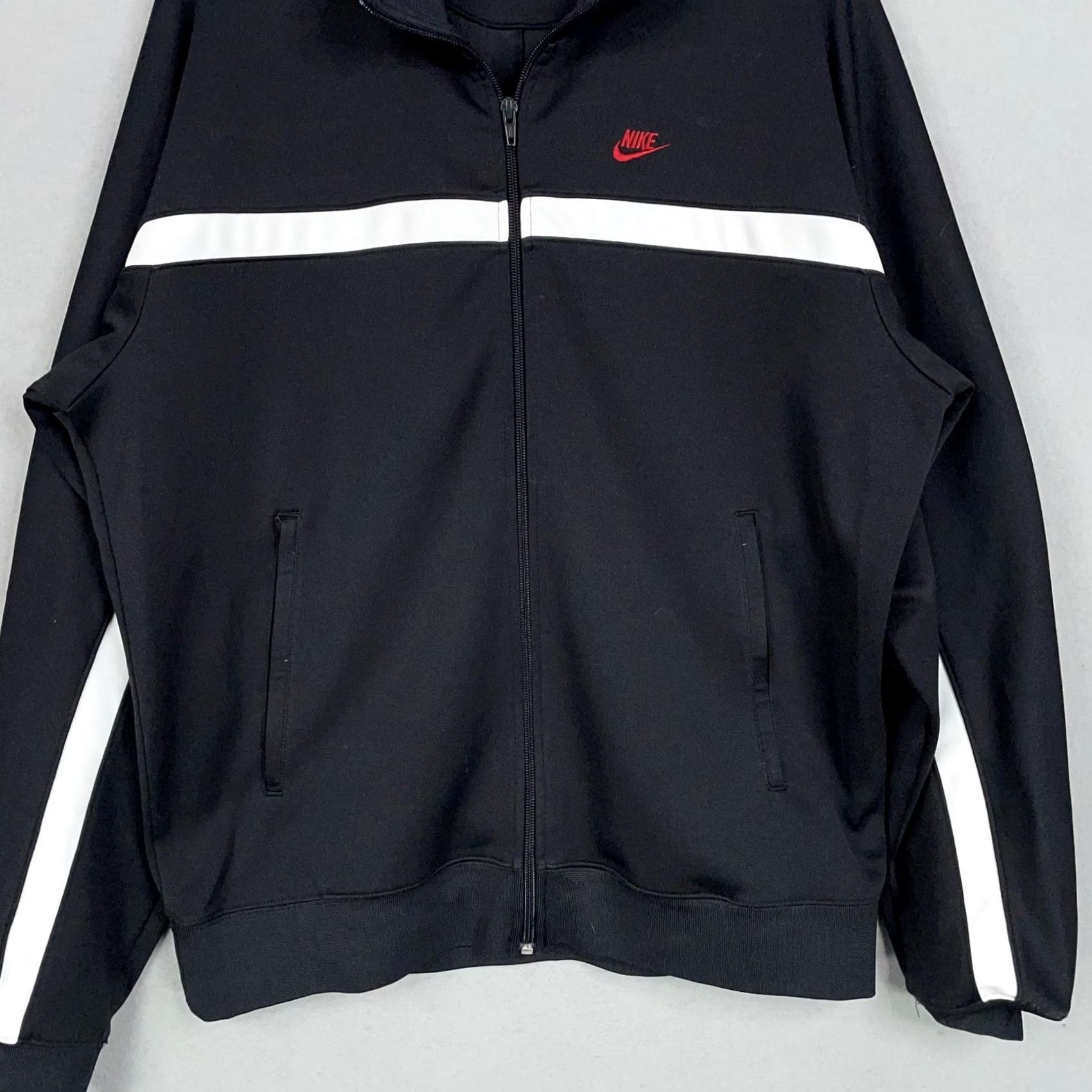 Nike Nike Jacket Track Jacket Mens Large Black White Full Zip Swoosh Striped 90s Athletic Mens Size US L / EU 52-54 / 3 - 3 Thumbnail