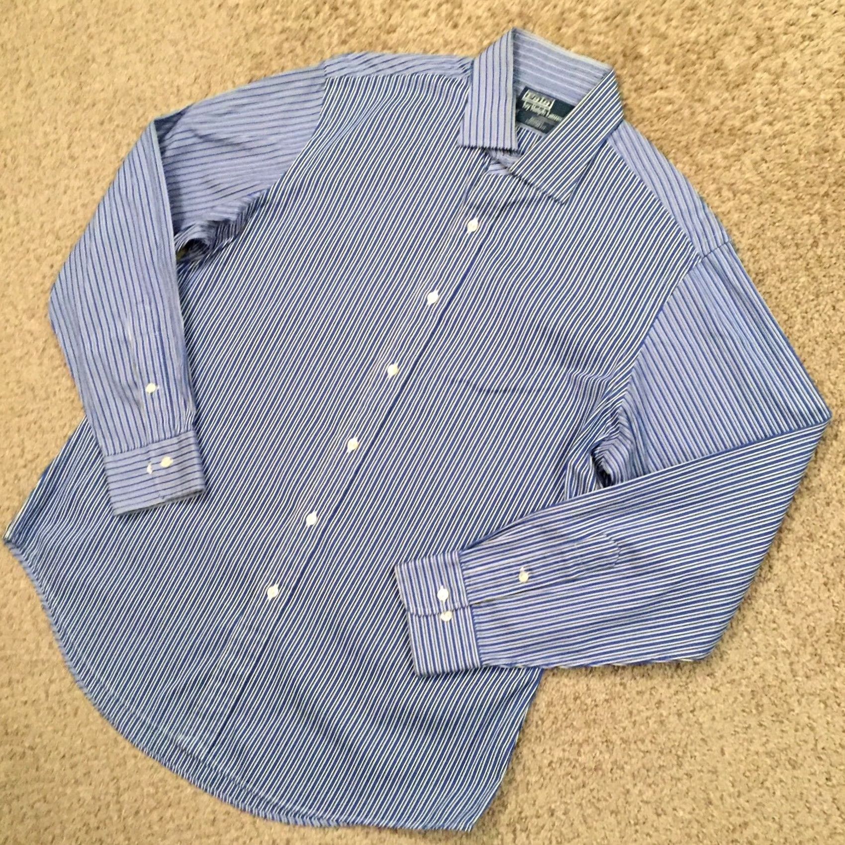Polo Ralph Lauren Polo Ralph Lauren Men's Blue Striped Button Up Shirt Long Sleeve Regent 16.5 Size US XL / EU 56 / 4 - 2 Thumbnail