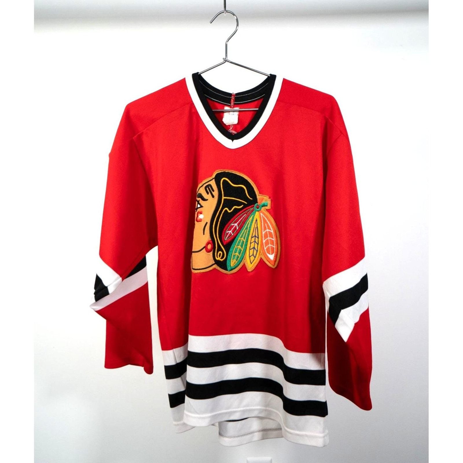VTG CCM Chicago Blackhawks NHL Long Sleeve Jersey Shirt M
