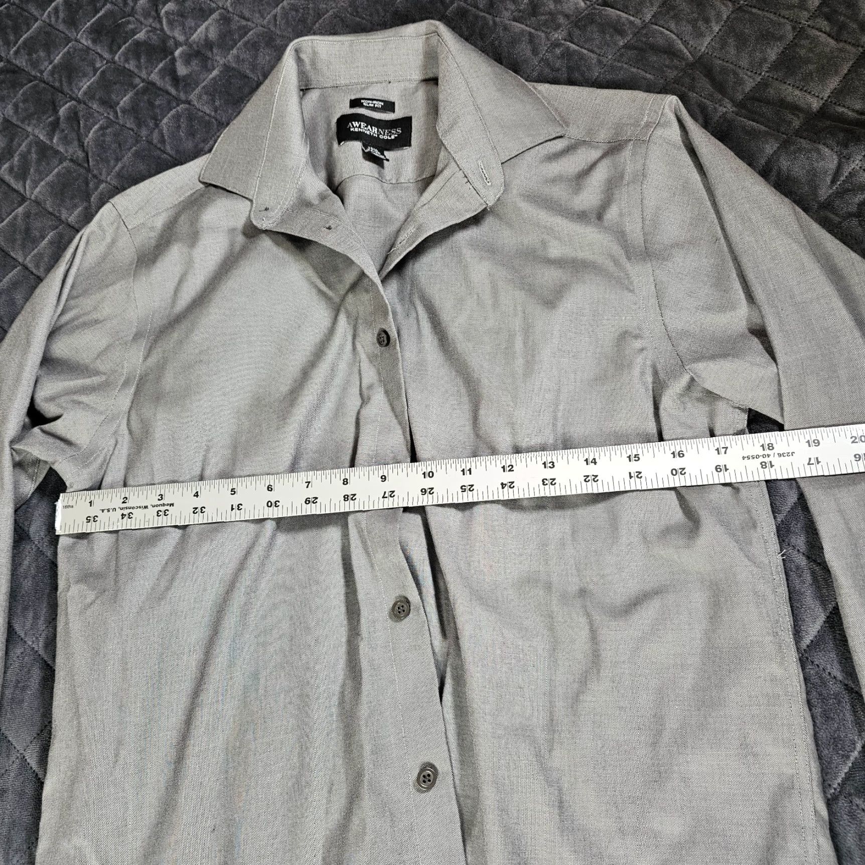 Kenneth Cole Kenneth Cole Shirt Mens 15.5 34/35 Medium Gray Cotton Dress Formal Awearness Size 42R - 5 Thumbnail