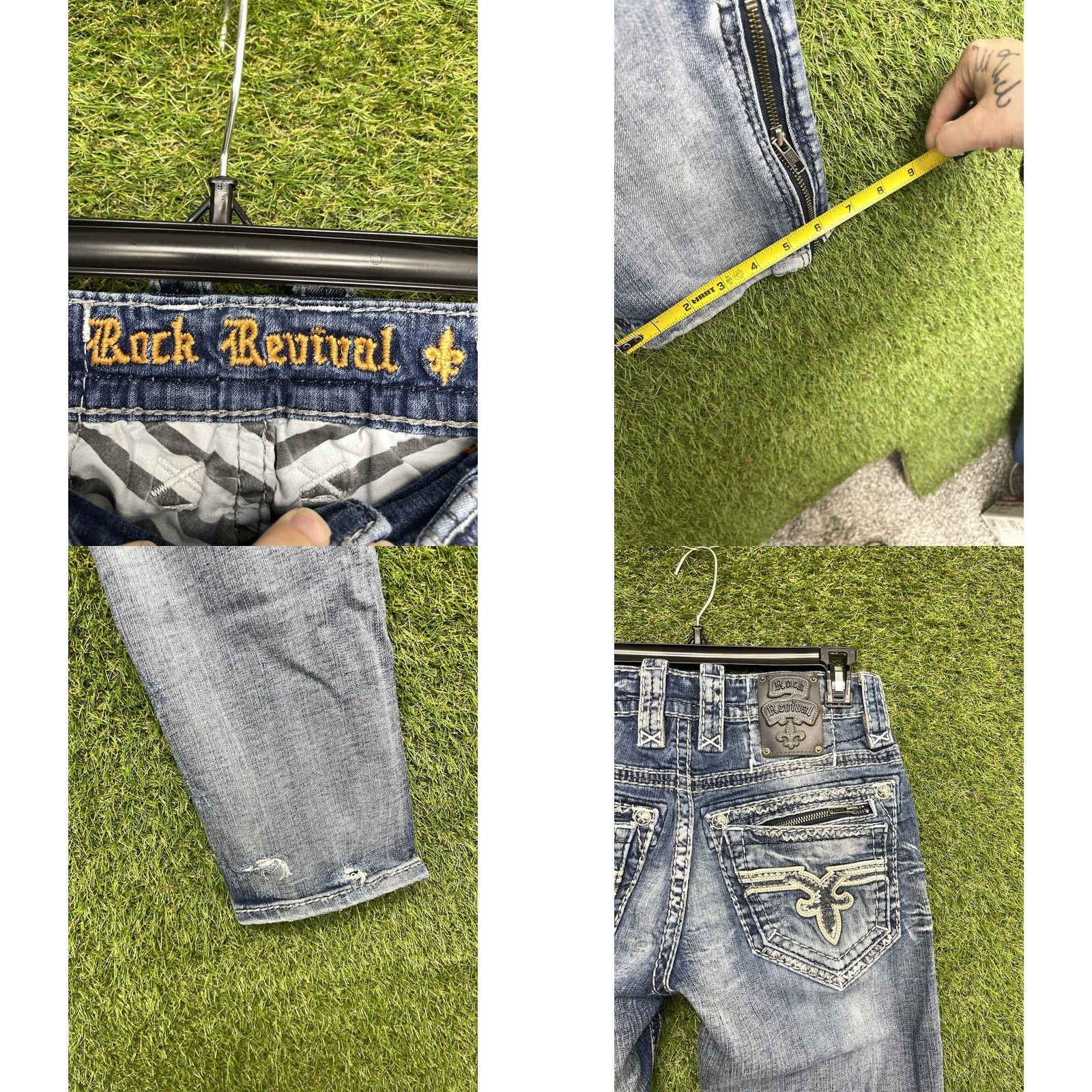 Vintage Rock Revival Jeans Mens 30 Straight Leg 5-Pocket Distressed Grunge Denim Blue Size US 30 / EU 46 - 8 Thumbnail
