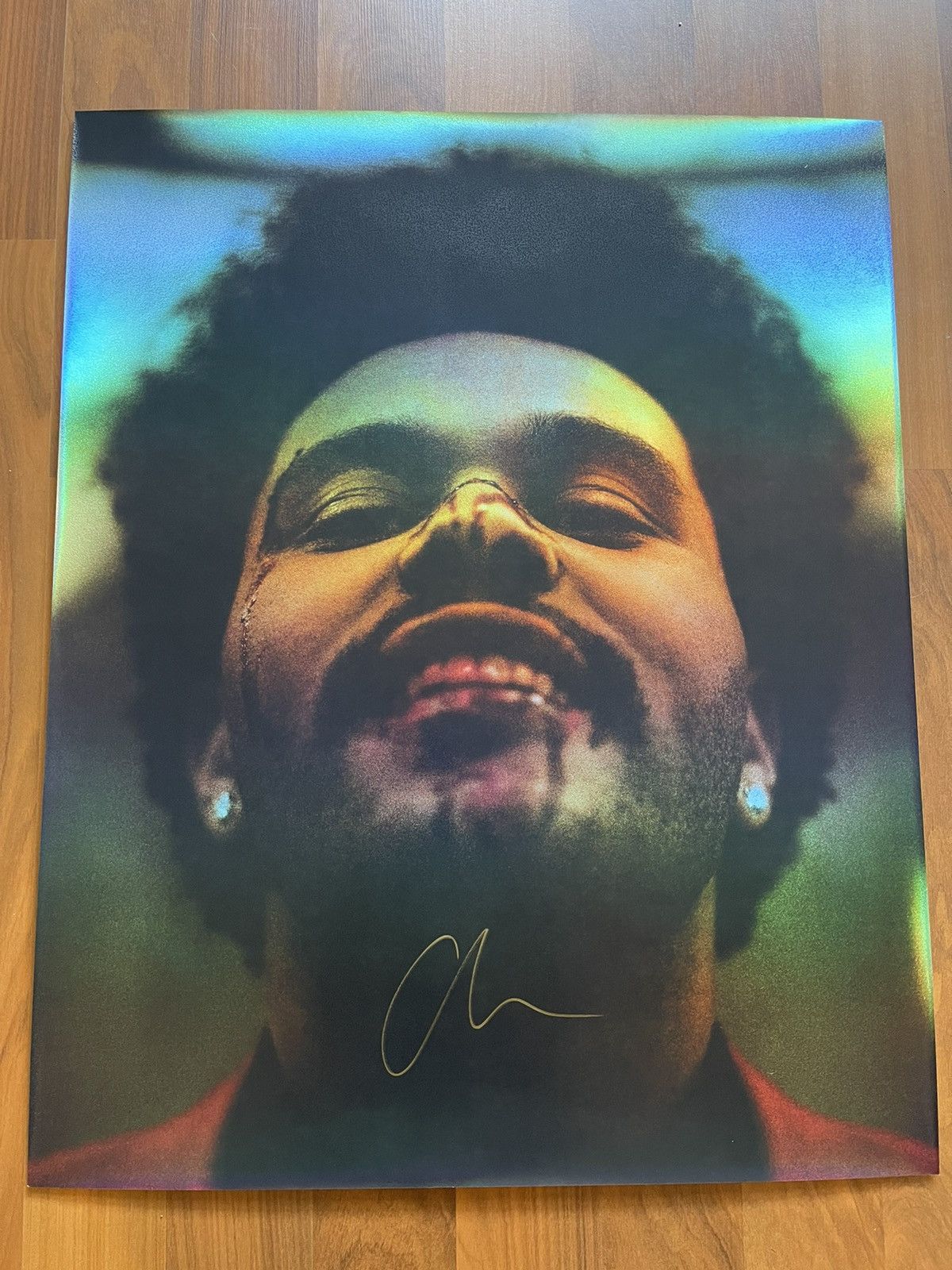 the-weeknd-the-weeknd-after-hours-signed-holographic-poster-grailed