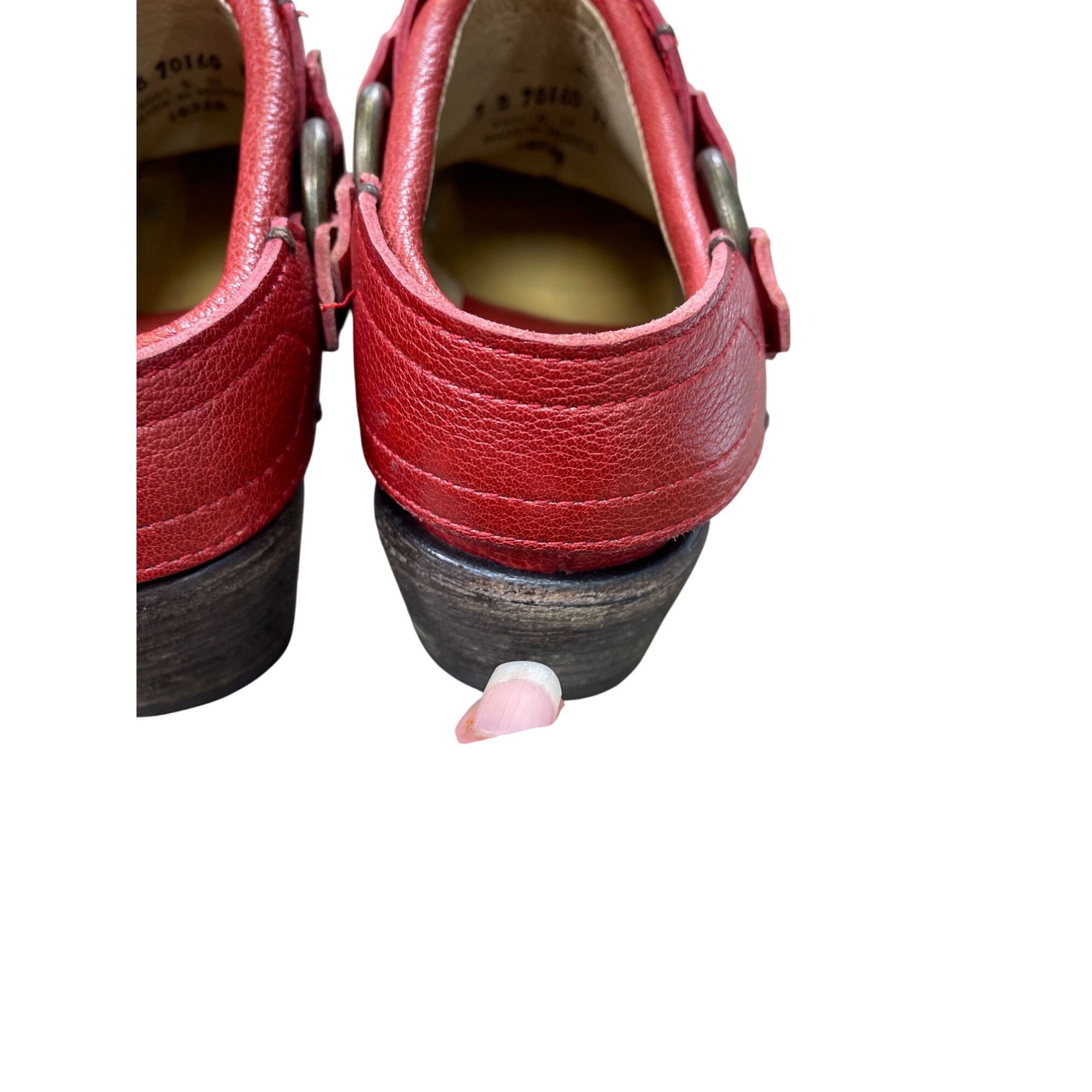 Frye Frye Vintage womans Leather Red Harness Mules Booties shoes Size US 7 / IT 37 - 17 Thumbnail