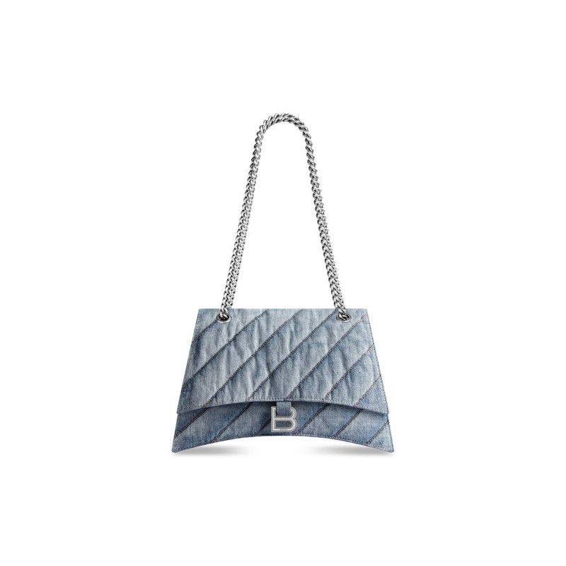 Balenciaga o1bcso1str0526 Size: OS / Crush Medium Chain Bag Denim Size ONE SIZE - 1 Thumbnail