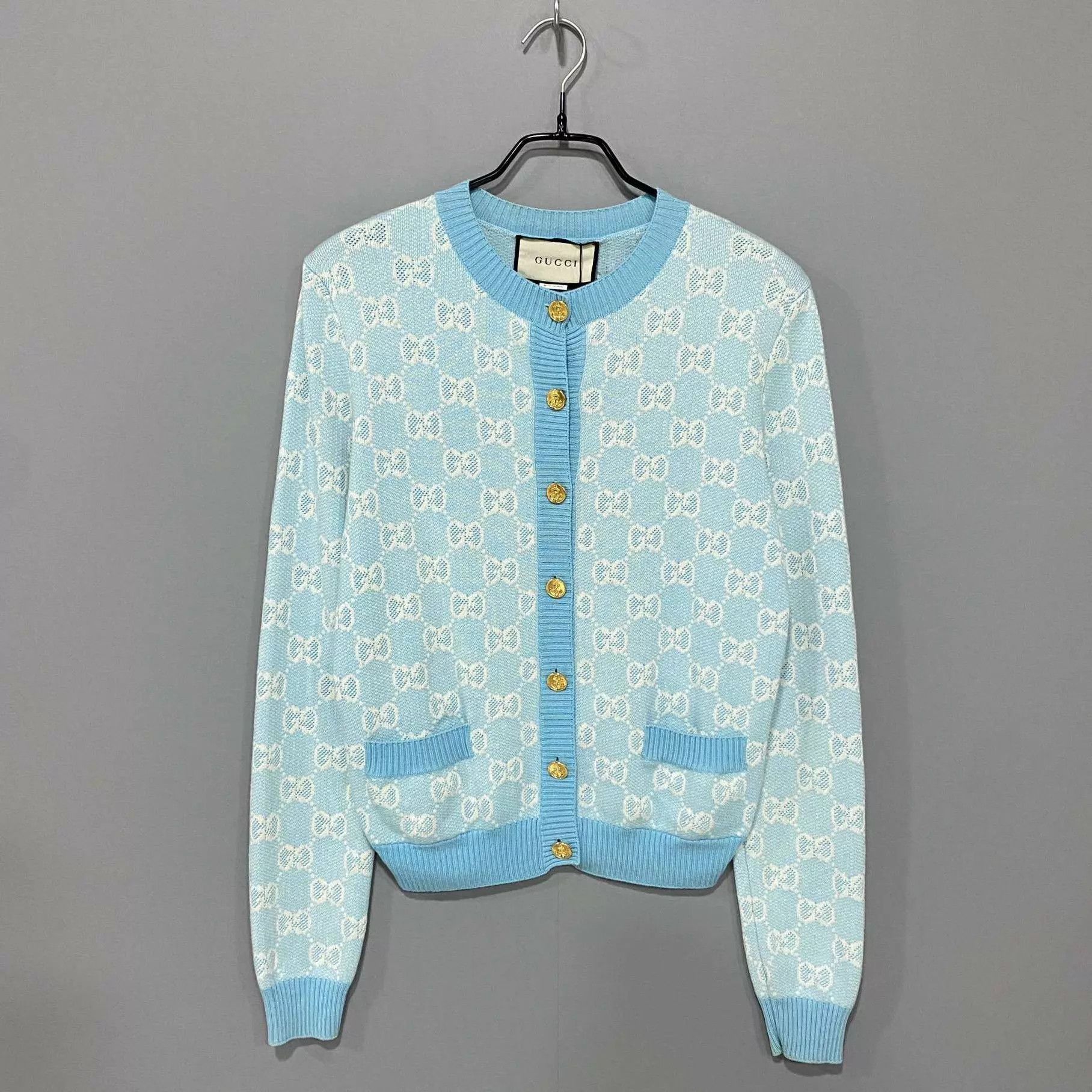 Gucci GUCCI all over logo gold button cardigan S Size S / US 4 / IT 40 - 1 Thumbnail