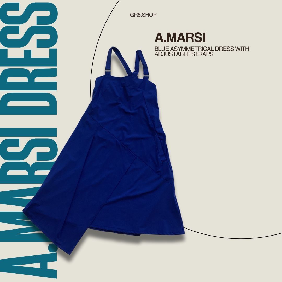 Other A.Marsi Blue Asymmetrical Dress With Adjustable Straps & Poc Size L / US 10 / IT 46 - 1 Thumbnail