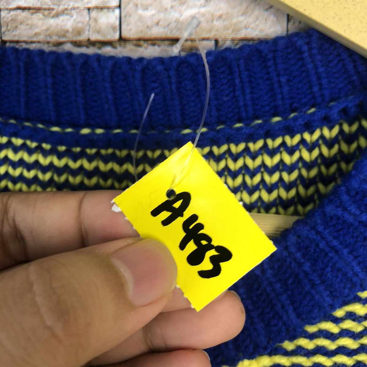 Aran Isles Knitwear Japan Yellow Blue aran isle cable Knitwear #A483 Size US S / EU 44-46 / 1 - 9 Thumbnail