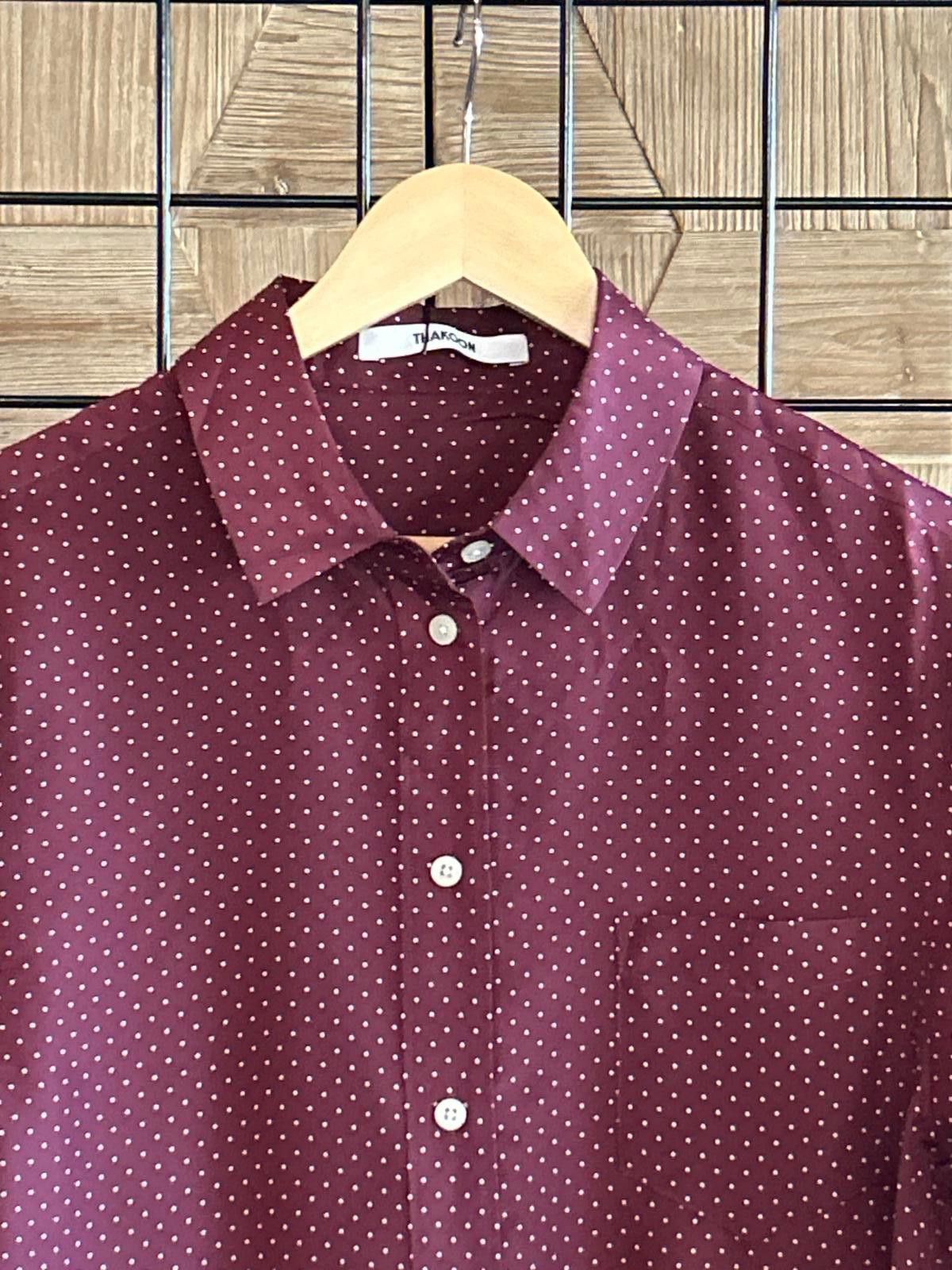 Designer NWT Thakoon Shirt Dress Large Maroon Small Silk Oversized Size S / US 4 / IT 40 - 1 Thumbnail