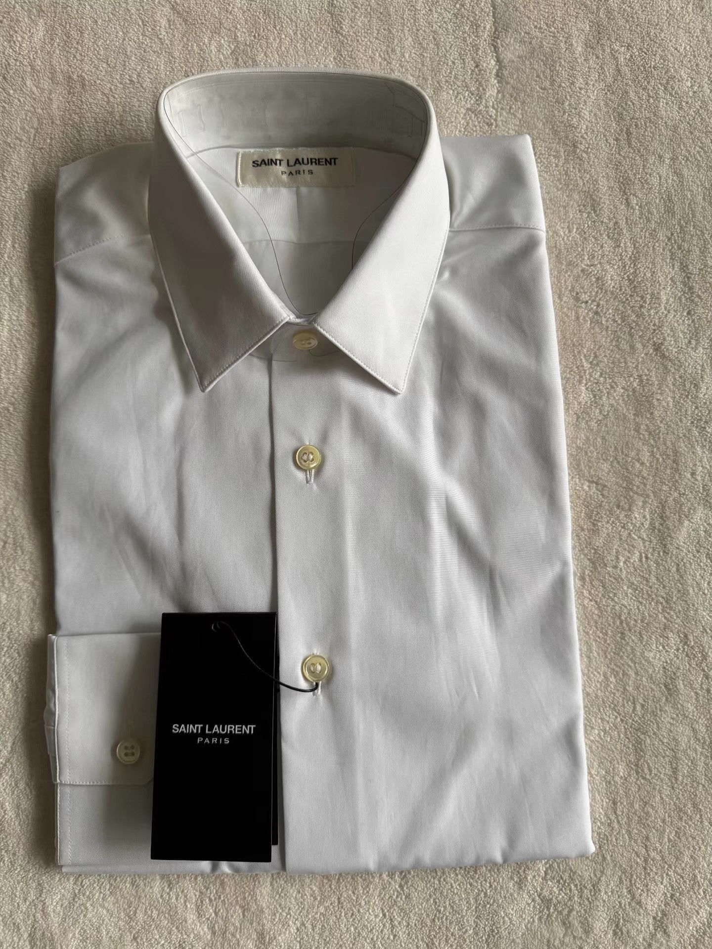 Saint Laurent Paris Saint Laurent Men's White Shirt Ｑ23 Size US M / EU 48-50 / 2 - 5 Thumbnail