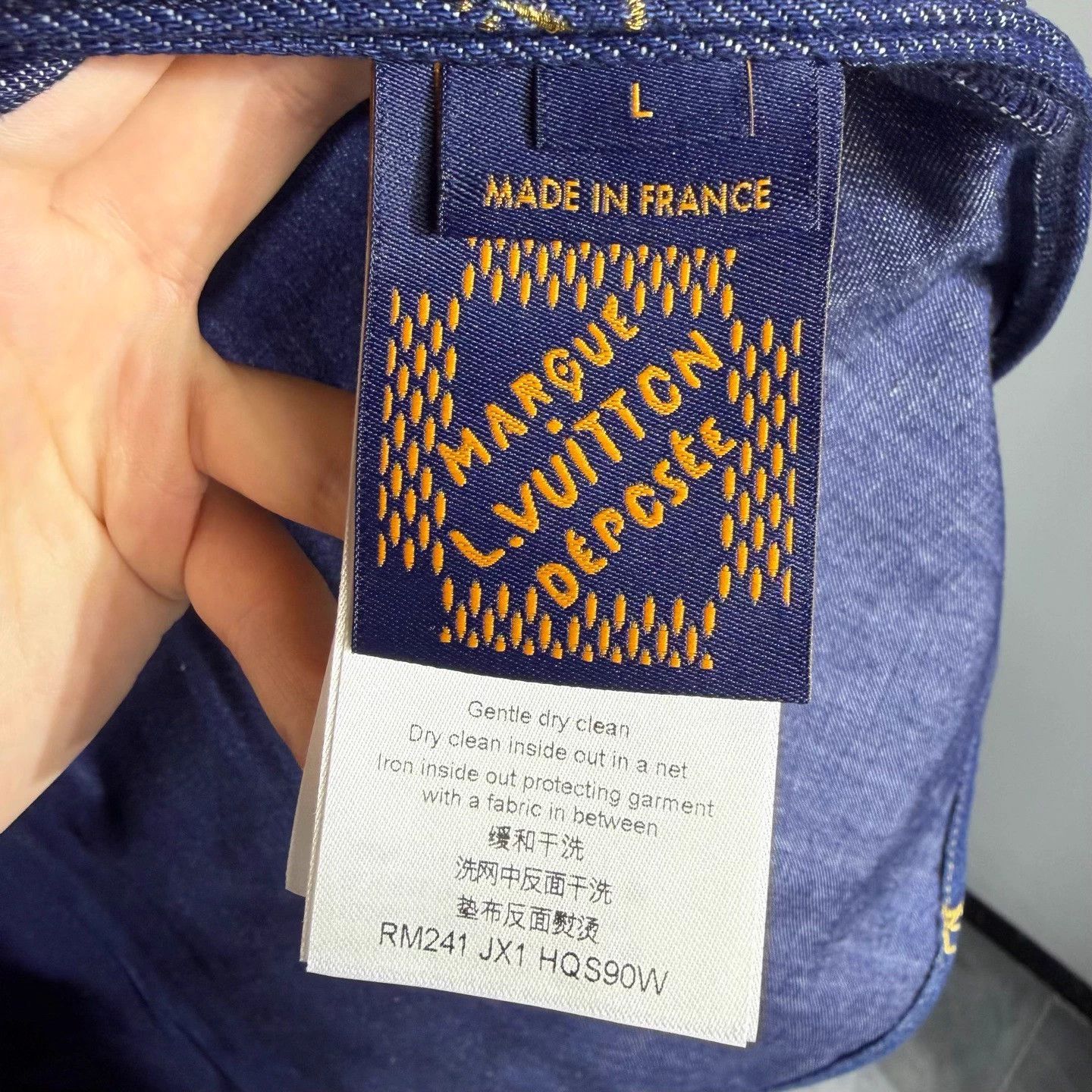 Louis Vuitton LV Pharrell 25 Gold Embroidered All-Over Denim Shirt Blue L Size US L / EU 52-54 / 3 - 4 Thumbnail