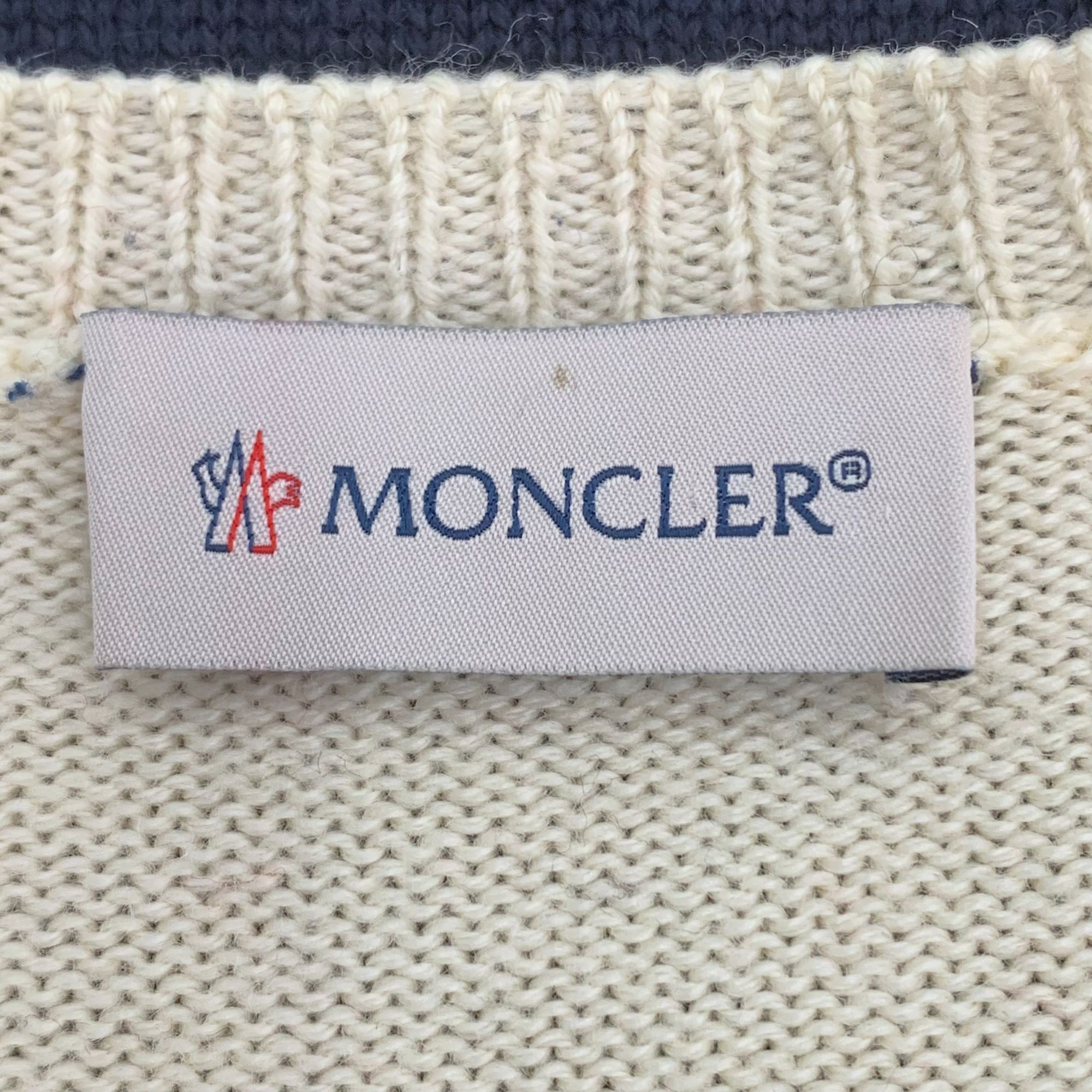 Moncler Moncler Maglione Tricot Colorblock Logo Embroidered Wool Cre Size US M / EU 48-50 / 2 - 7 Thumbnail