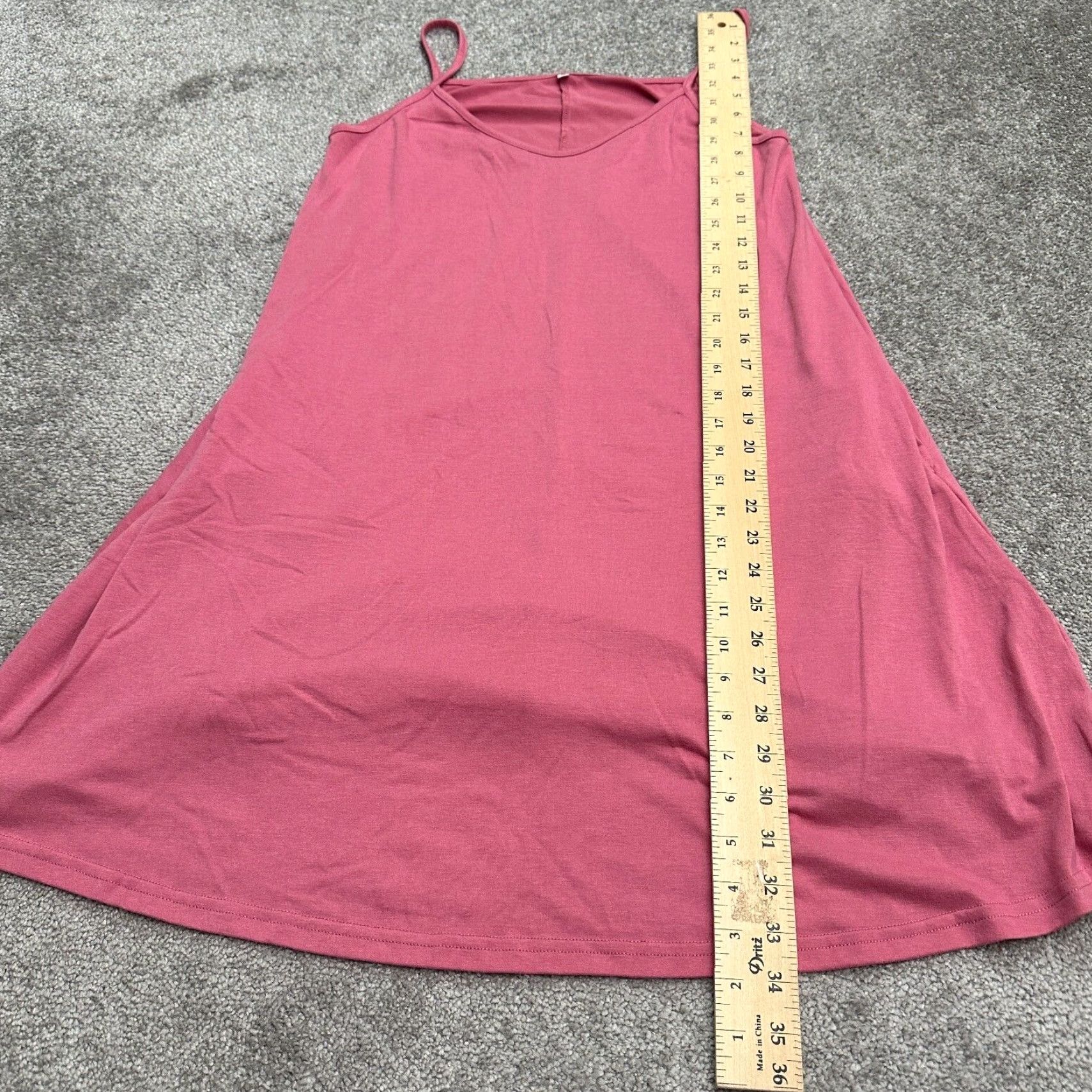 Pinko Unbranded Knee Length Tank Dress Womens M Pink Pockets Spaghetti Strap V-Neck Casual Knit Rayon Spandex Size M / US 6-8 / IT 42-44 - 7 Thumbnail