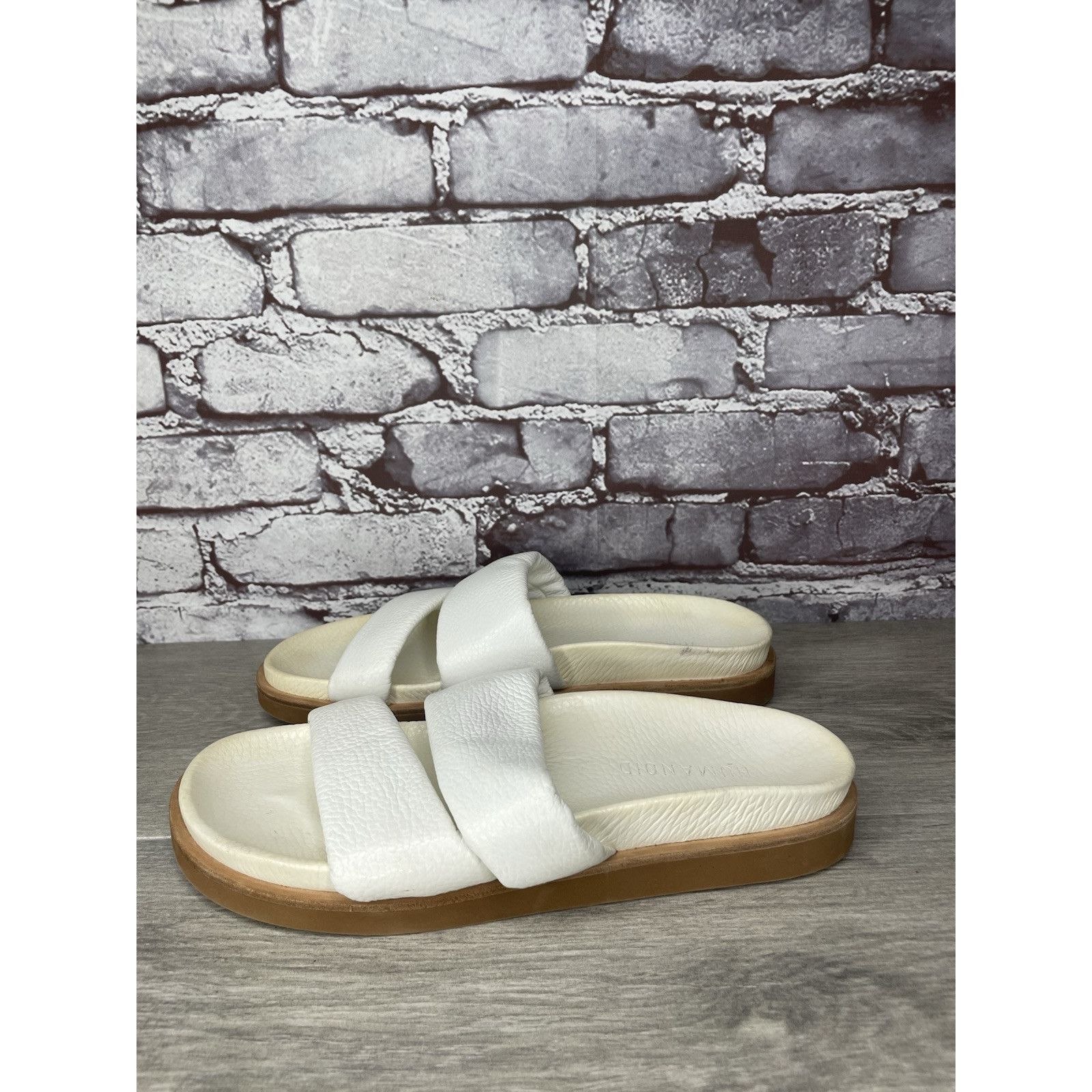 Other Humanoid White Leather Platform Strap Slides Wedge Sandals W Size US 8.5 / IT 38.5 - 1 Thumbnail