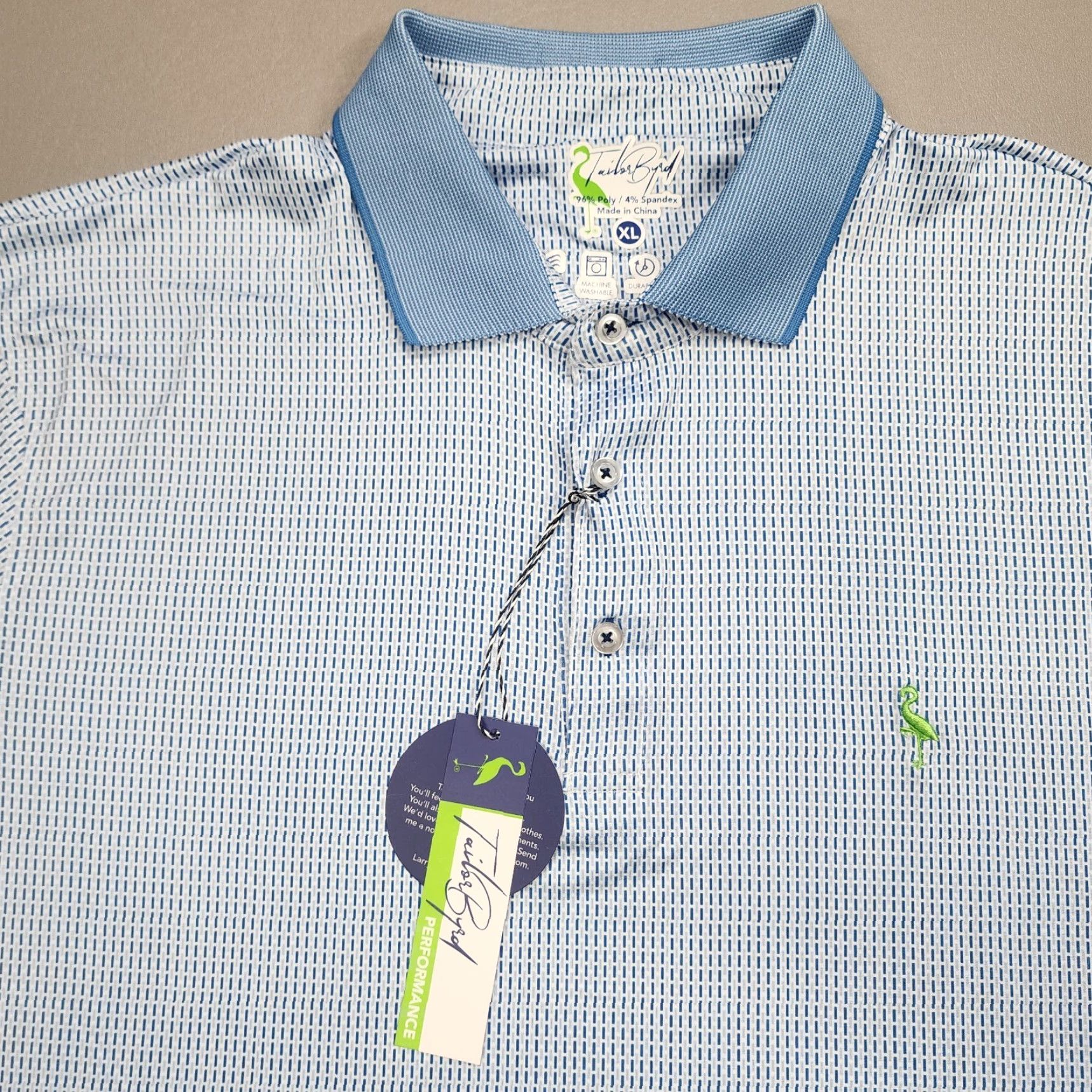 Tailorbyrd TAILORBYRD Golf Polo Blue Dashes Ribbed Collar Performance S/S Shirt Men XL Camouflage Pattern Short Sleeve Size US XL / EU 56 / 4 - 2 Thumbnail