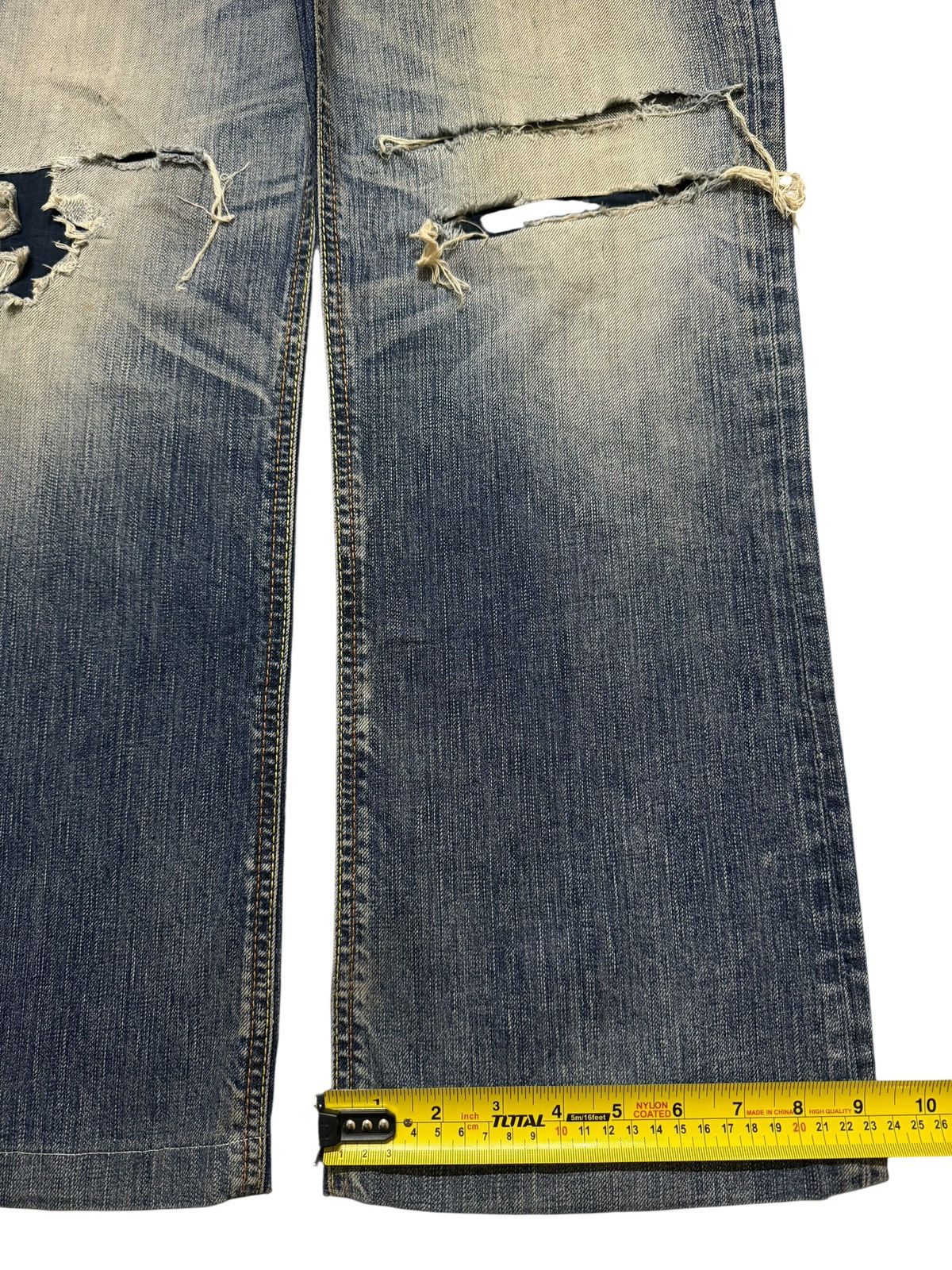 Edwin Vintage 90s Edwin 503 Mud Wash Faded Distress Wide Leg Baggy Size US 31 - 14 Thumbnail