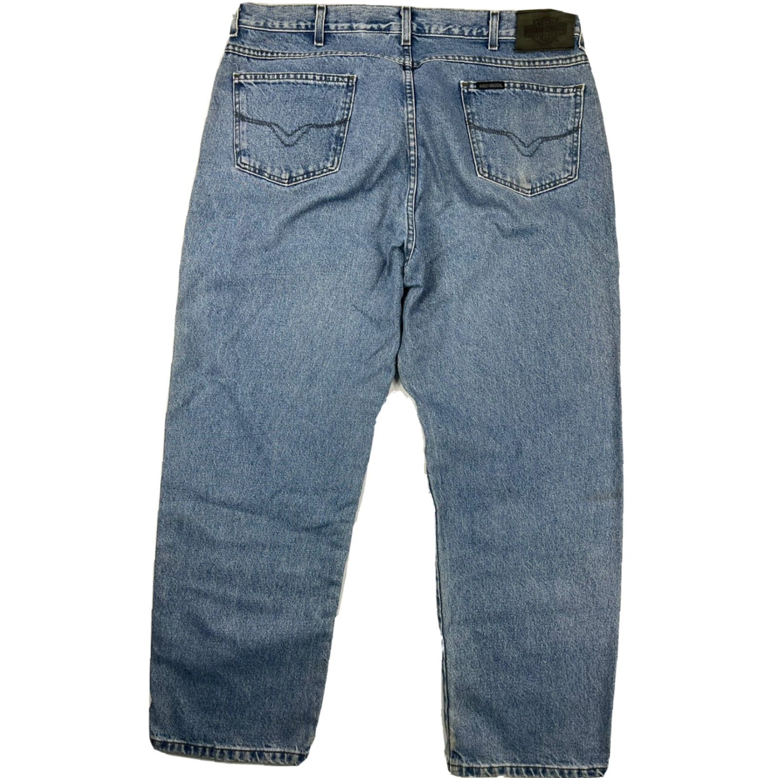Harley Davidson VINTAGE Harley-Davidson Jeans Denim Mens 40x30 Blue Light Wash 90s Bootcut Regular Inseam 30 Men’s Size US 40 / EU 56 - 3 Thumbnail