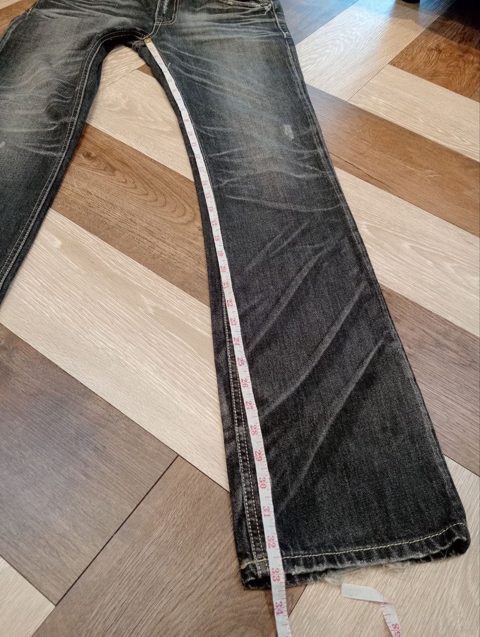 If Six Was Nine JAPANESE LAGUST FLARED DISTRESSED WASHED DENIM JEANS Size US 32 / EU 48 - 20 Thumbnail