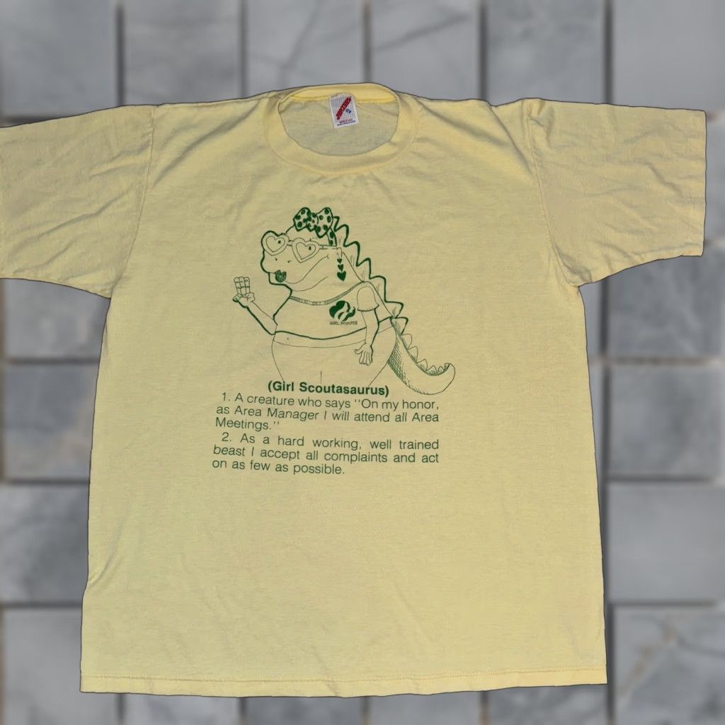 Vintage VINTAGE Made In USA SINGLE STITCH Girl Scout T-Shirt Yellow XL 22x26.5 Jerszees Size US XL / EU 56 / 4 - 1 Thumbnail