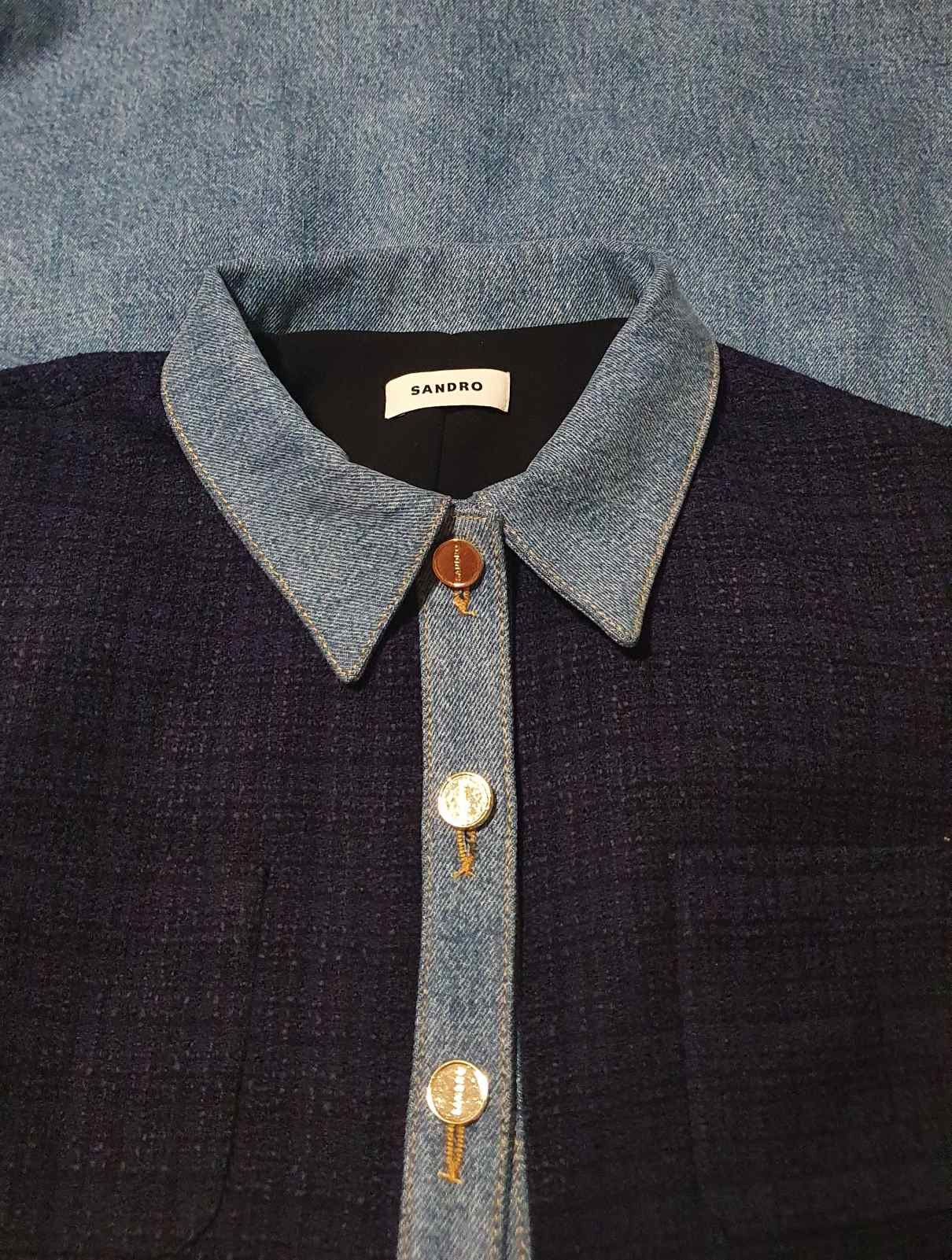Sandro Denim Tweed Dress Size XS / US 0-2 / IT 36-38 - 4 Thumbnail