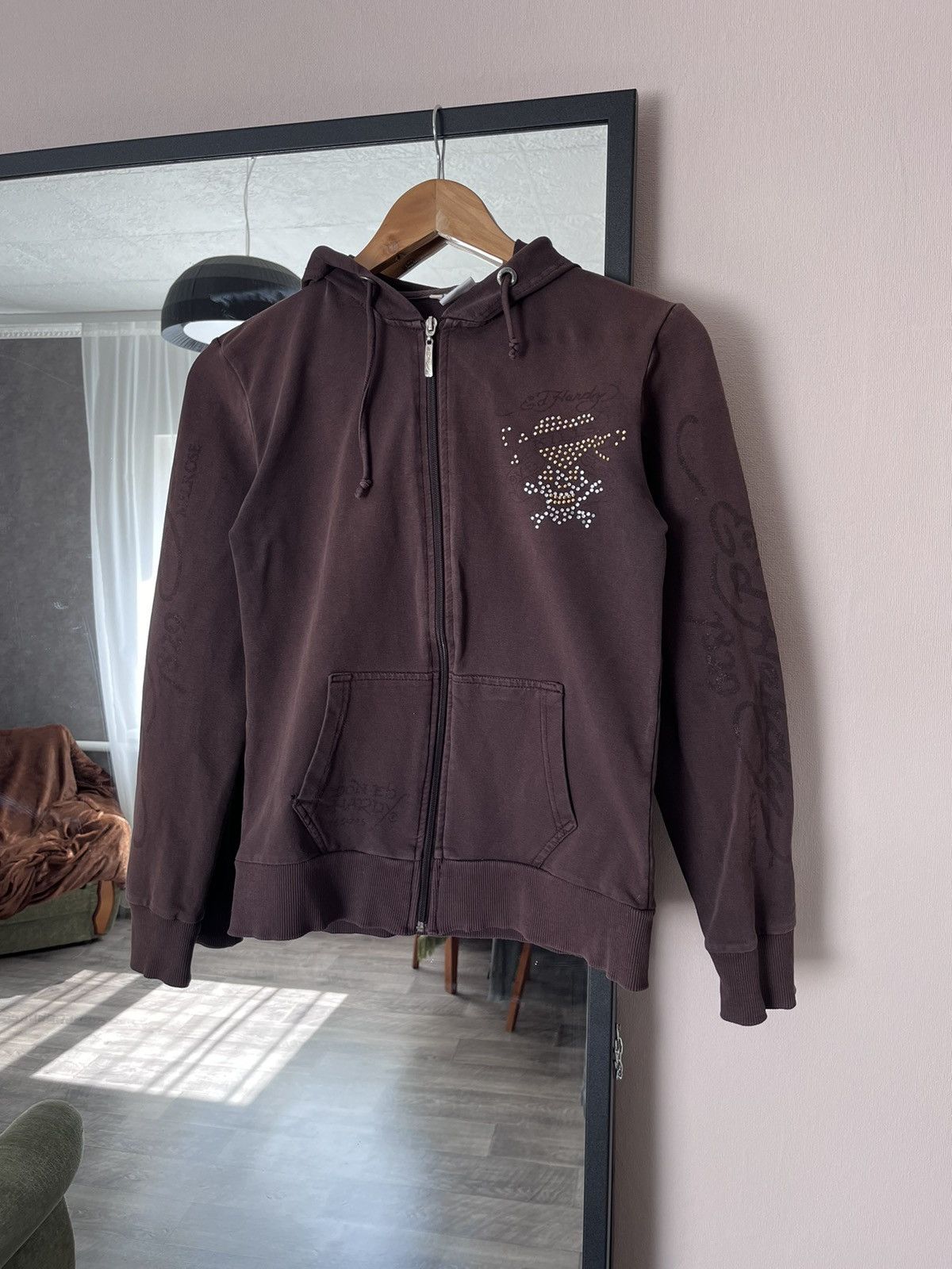 Ed Hardy 🤎Brown Vintage Ed Hardy Zip Up Hoodie Y2k Women’s Size S / US 4 / IT 40 - 2 Thumbnail