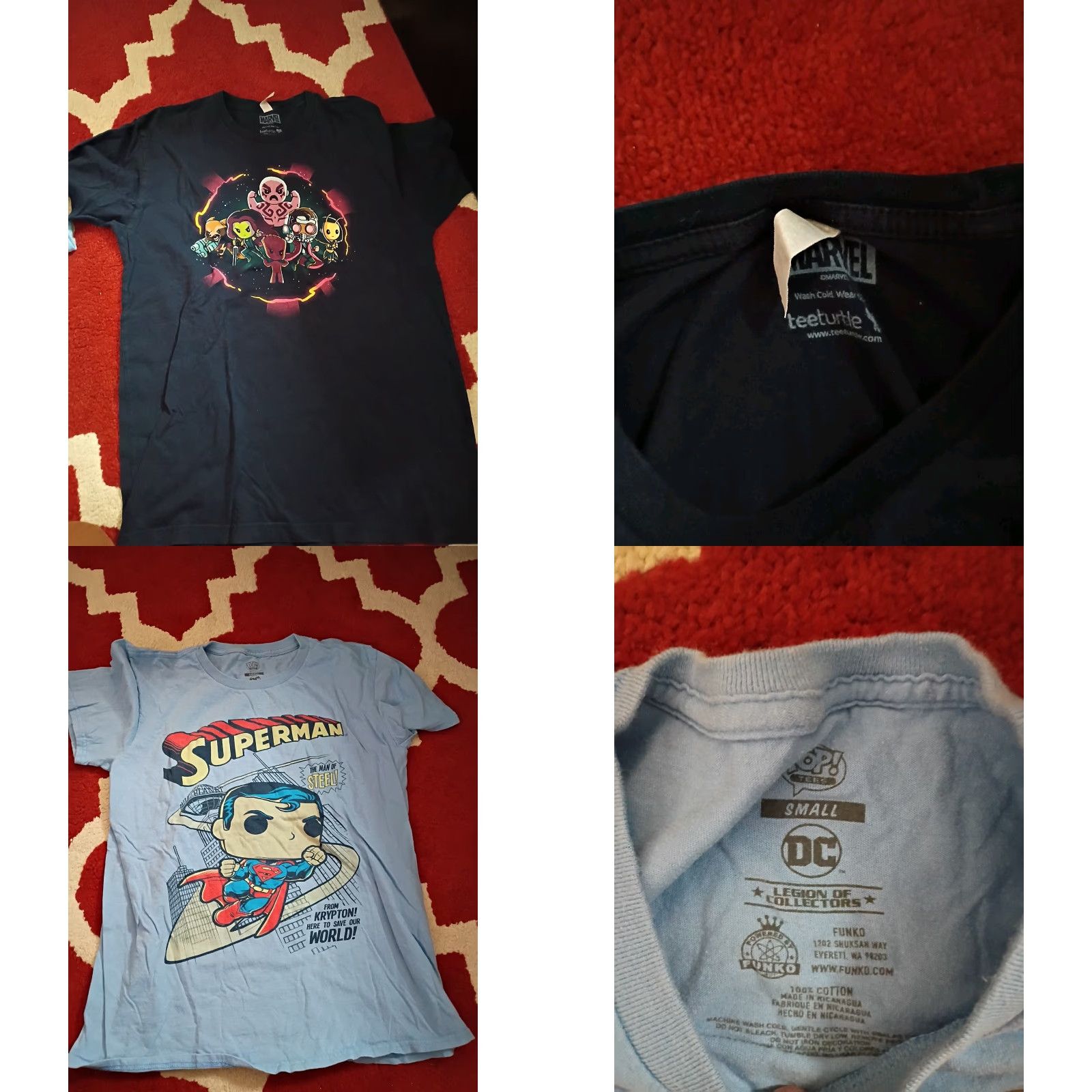 Vintage Vintage DC Marvel Comics Chibi Head style pop tees Lot 6 T-Shirts Joker Superman Size US M / EU 48-50 / 2 - 8 Thumbnail