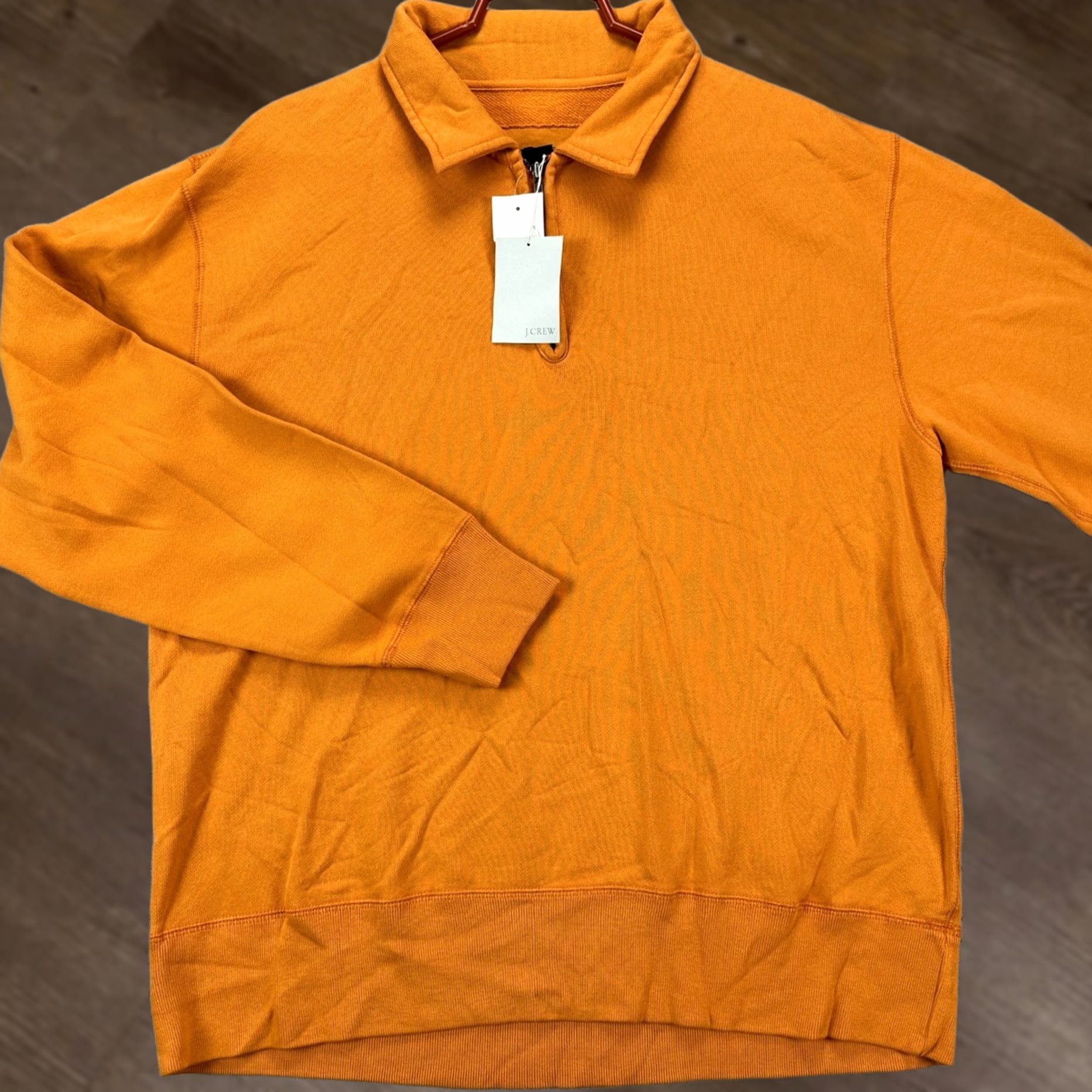J.Crew J. Crew Polo Sweatshirt Men Large Orange Quarter Zip Collared Pullover 100% Cotton NEW Size US L / EU 52-54 / 3 - 1 Thumbnail