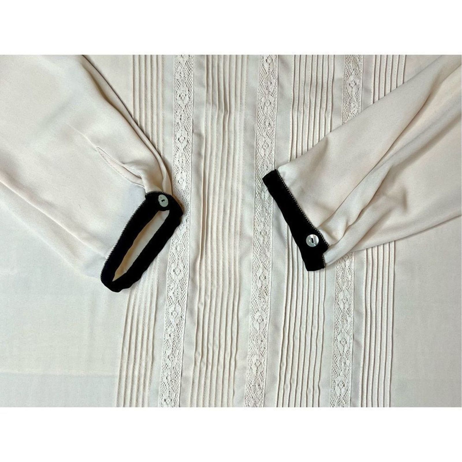 Other Daniel Rainn Sheer Pleated Cream Blouse MEDIUM Cottage Size M / US 6-8 / IT 42-44 - 5 Thumbnail