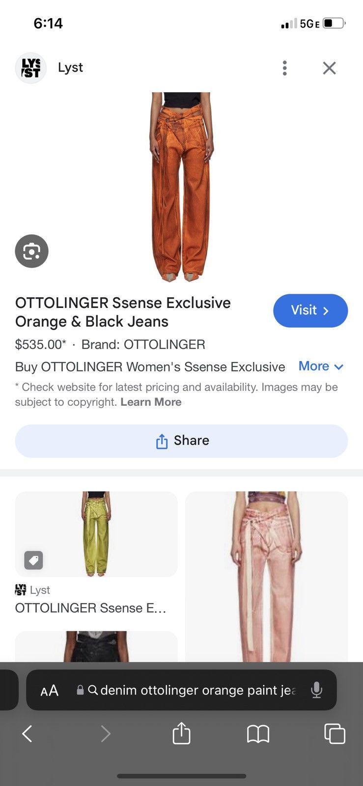Ottolinger OTTOLINGER Orange & Black Painted Denim Pants Size 28" / US 6 / IT 42 - 8 Thumbnail