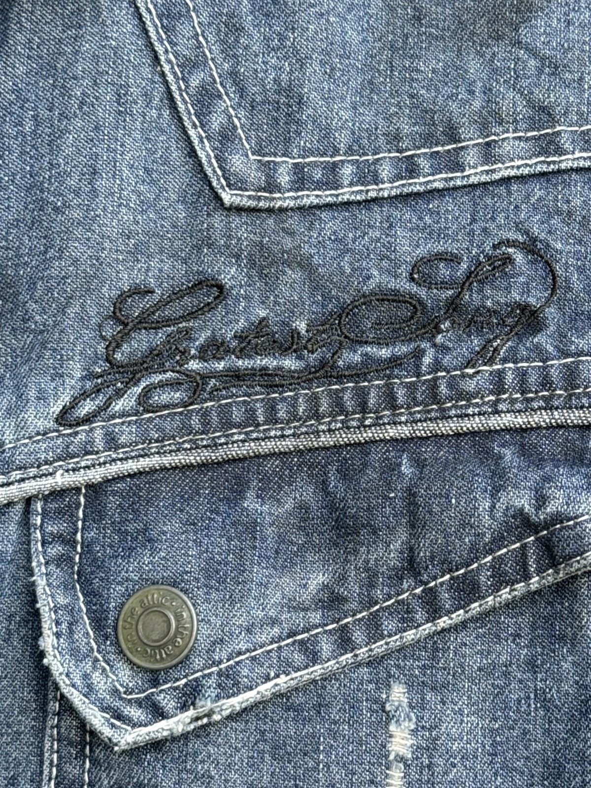 In The Attic × Japanese Brand × Vintage Vintage In The Attic Tactical Button Denim Jacket Size US L / EU 52-54 / 3 - 6 Thumbnail