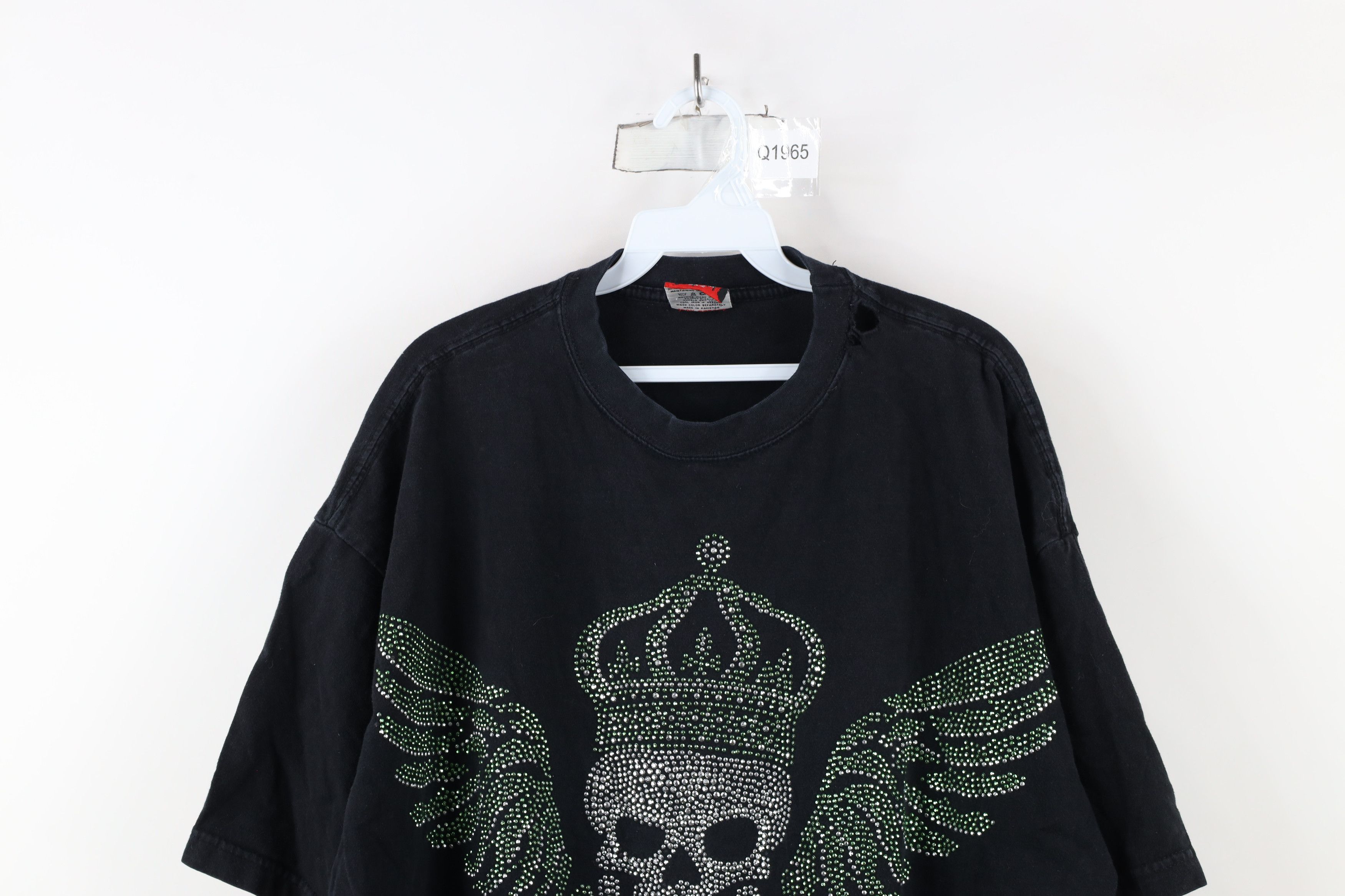 Vintage Vintage Y2K Streetwear King Sequin Skull Wings T-Shirt Size US XXL / EU 58 / 5 - 2 Thumbnail