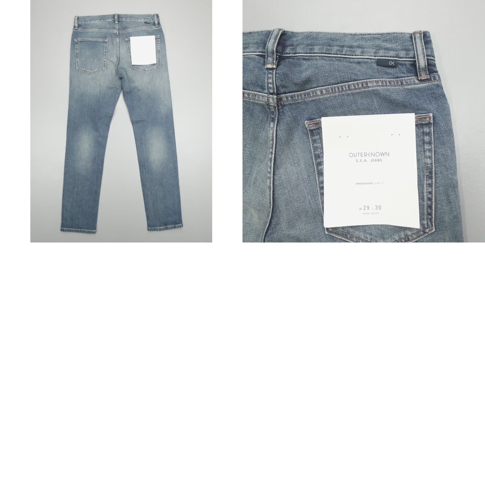 Outerknown Outerknown S.E.A. Ambassador Slim Fit Jeans Denim 29x30 Organic Worn Indigo Mens Jeans Slim Straight 5-Pocket Size US 29 - 8 Thumbnail