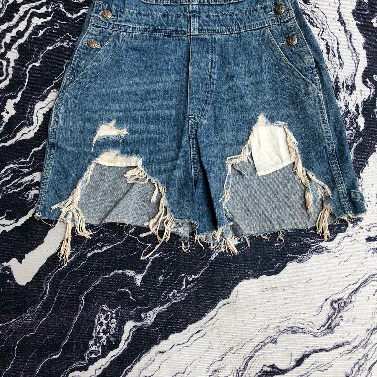 R13 R13 Distressed Denim Short Overalls Size 30" / US 8 / IT 44 - 3 Thumbnail