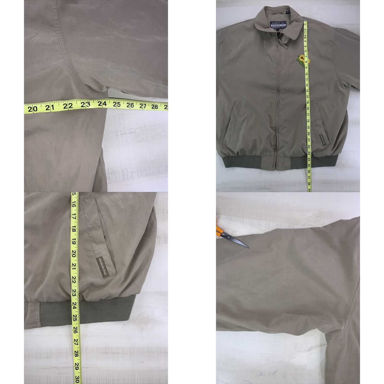 Members Only VINTAGE Members Only Bomber Jacket Unisex Medium Tan Brown Flower Patch 90s Retro Style Casual Fall Spring Jacket Mens Womens Size M / US 6-8 / IT 42-44 - 8 Thumbnail