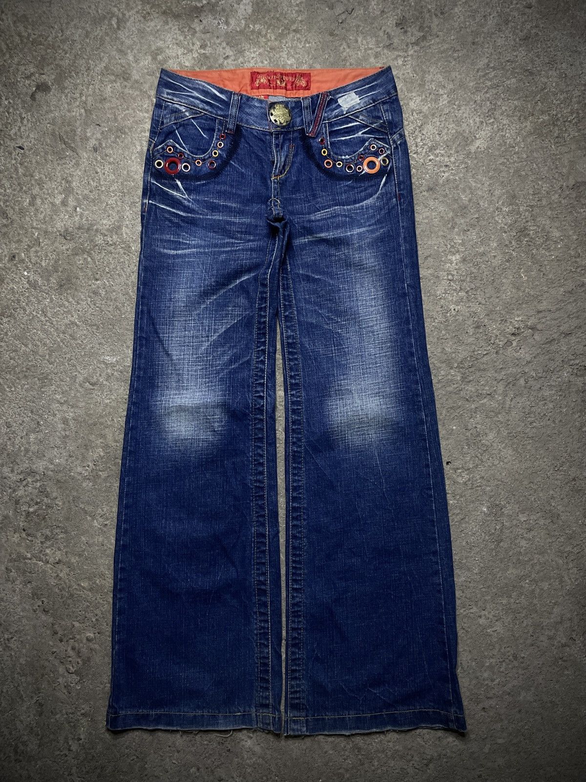 Hysteric Glamour 2000’s Redpepper - Super Flared Rings Denim Pants Size US 27 - 1 Thumbnail