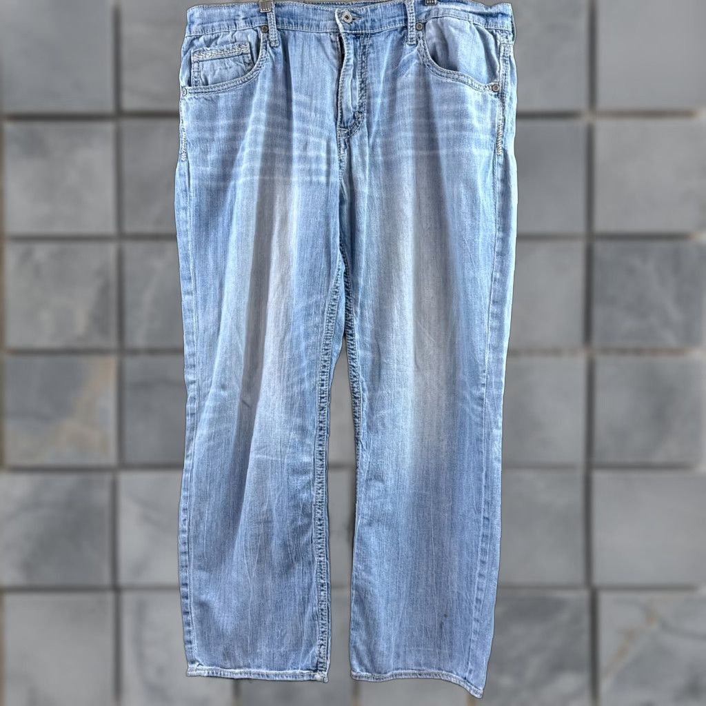 Buckle BKE Jeans Men 40x32 Blue Seth Lightweight Distressed 5-Pocket Denim Straight Regular