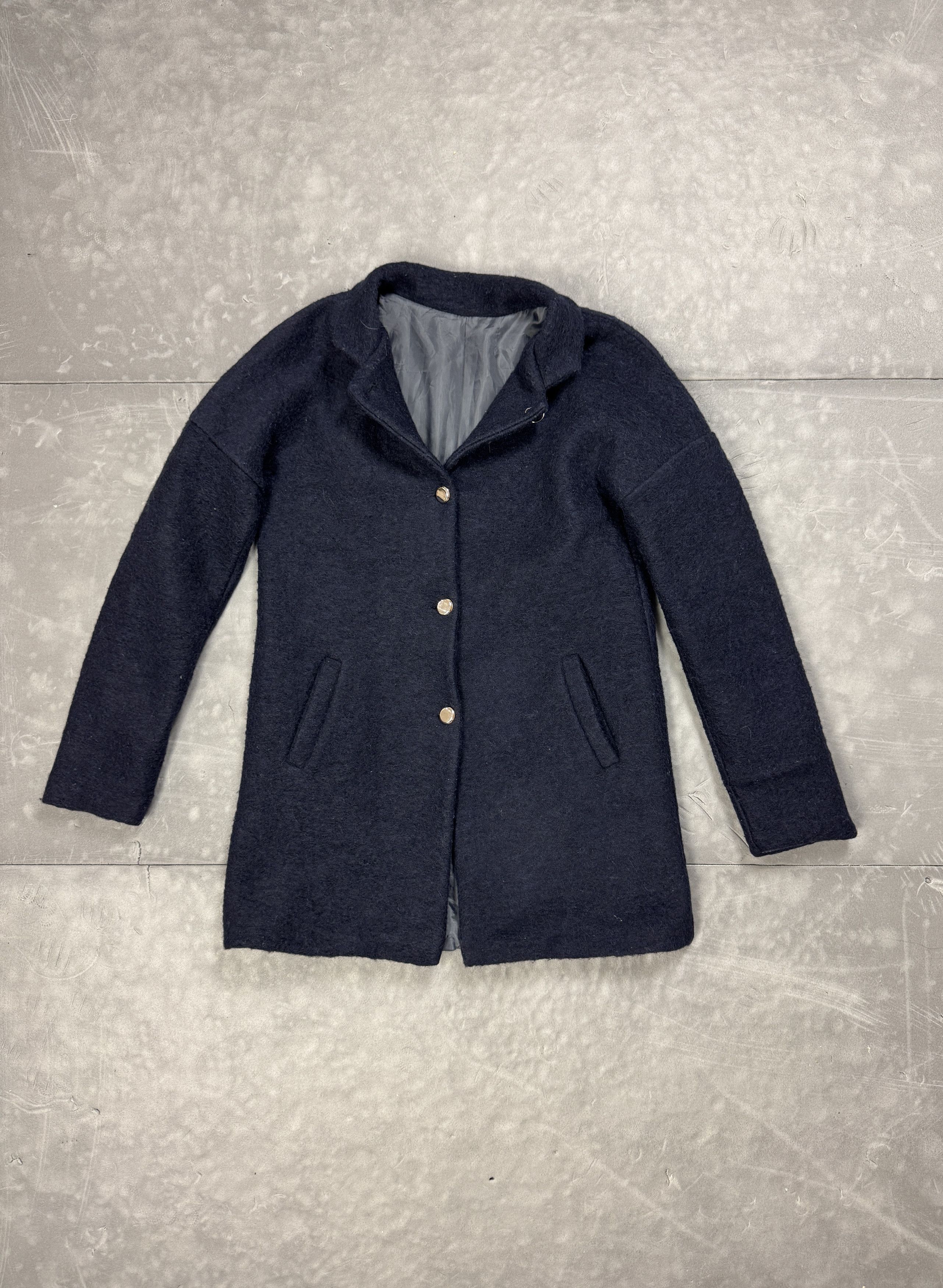 Vintage Vintage Women’s Navy Wool Coat 70% Lana 90s (S/M) Size S / US 4 / IT 40 - 1 Thumbnail