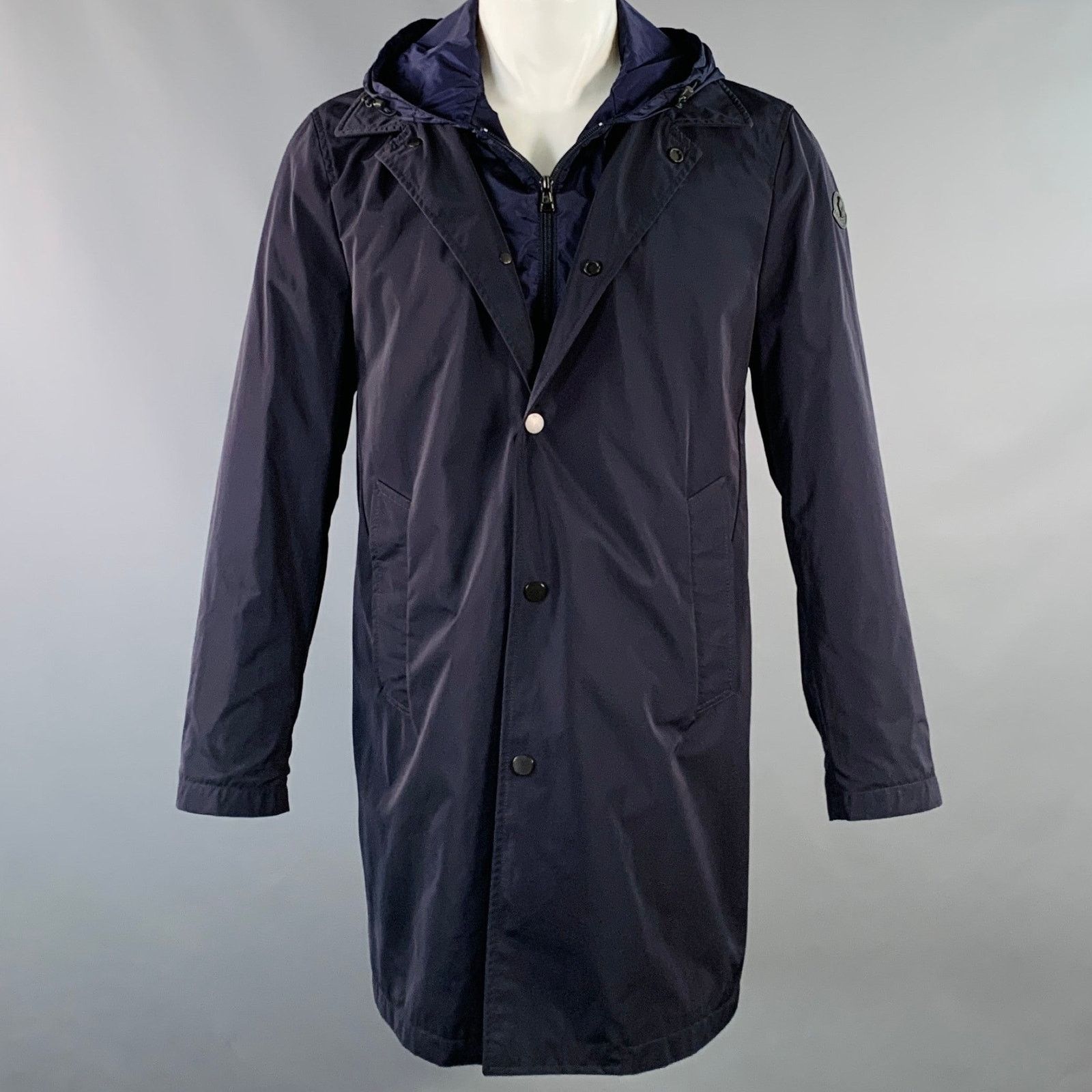Moncler MONCLER Reynaud Black Navy Polyamide Zip Snaps Coat Size US M / EU 48-50 / 2 - 1 Thumbnail