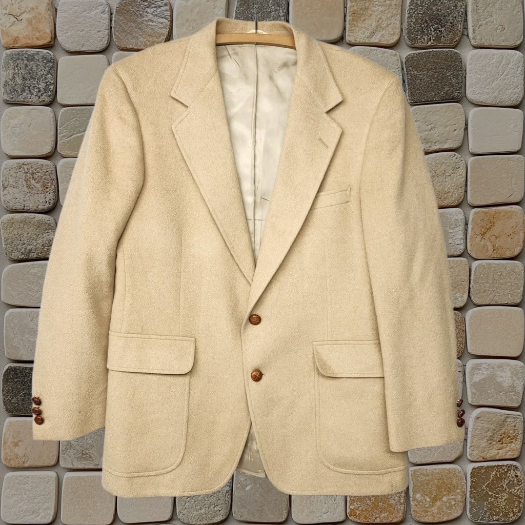 Vintage Jacques Renoir Sport Coat Blazer Large Beige Tan Brown Camel Hair 80s 90s Classic Mens, Men's (Size 42r)