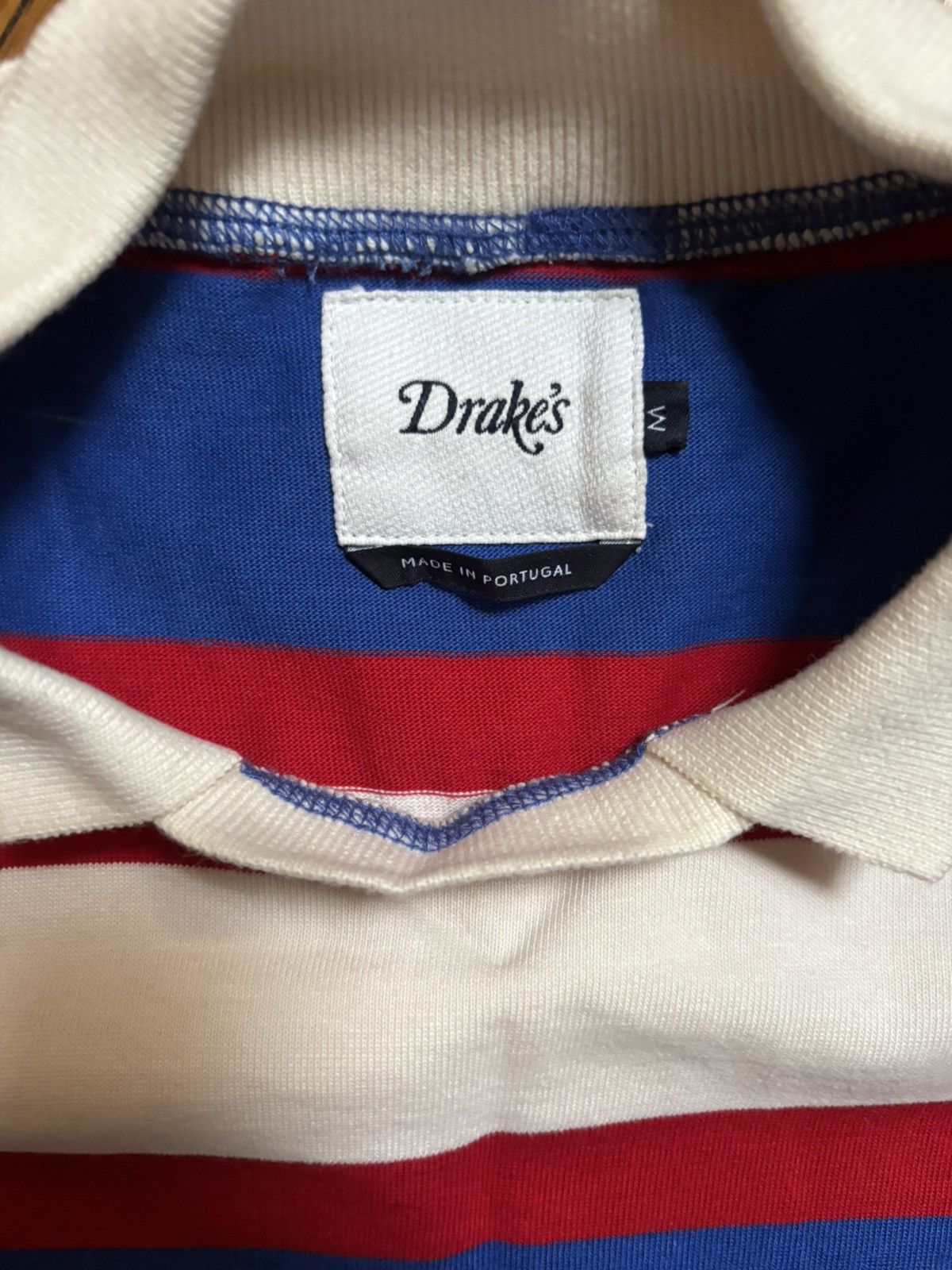 Drake's (SIZE M) Drake’s Wide Stripe Mock Collar Long-Sleeve Jersey Size US M / EU 48-50 / 2 - 3 Thumbnail