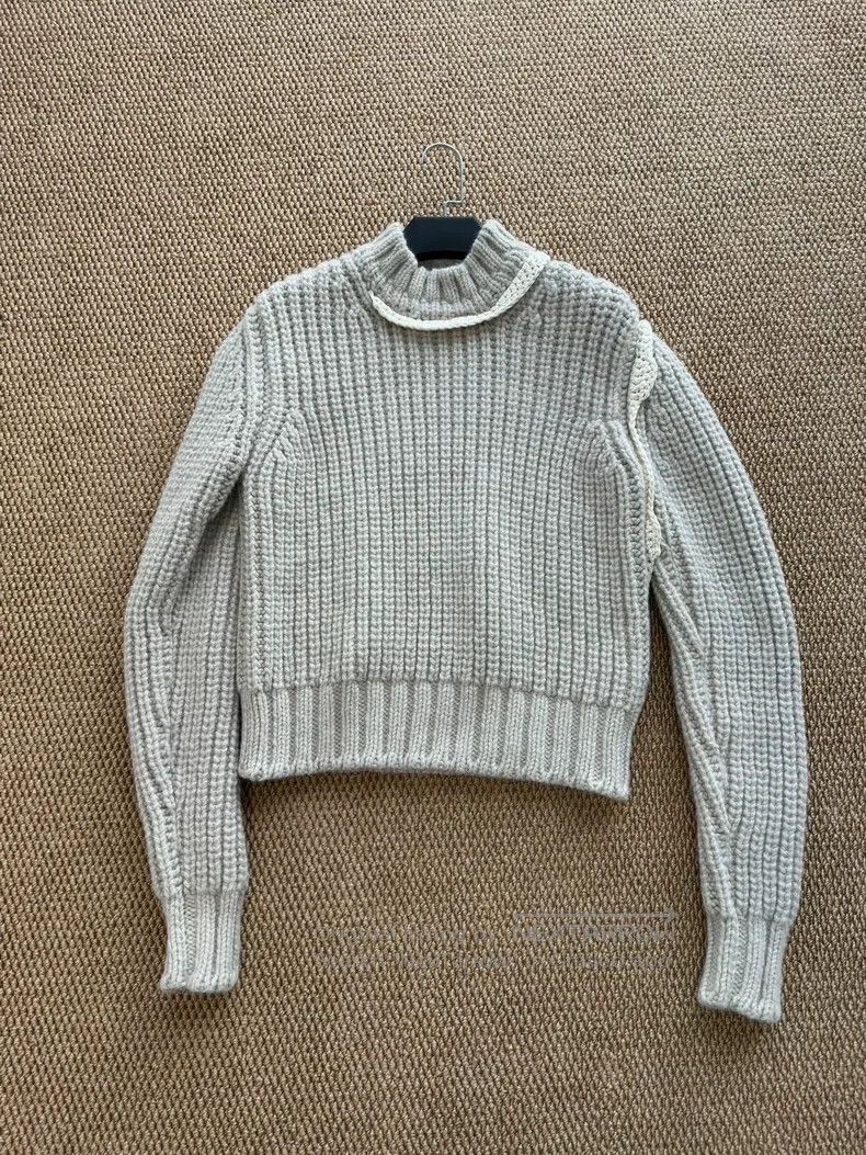 Jil Sander Jil Sander size 36 Light grey striped turtleneck sweater Size S / US 4 / IT 40 - 1 Thumbnail