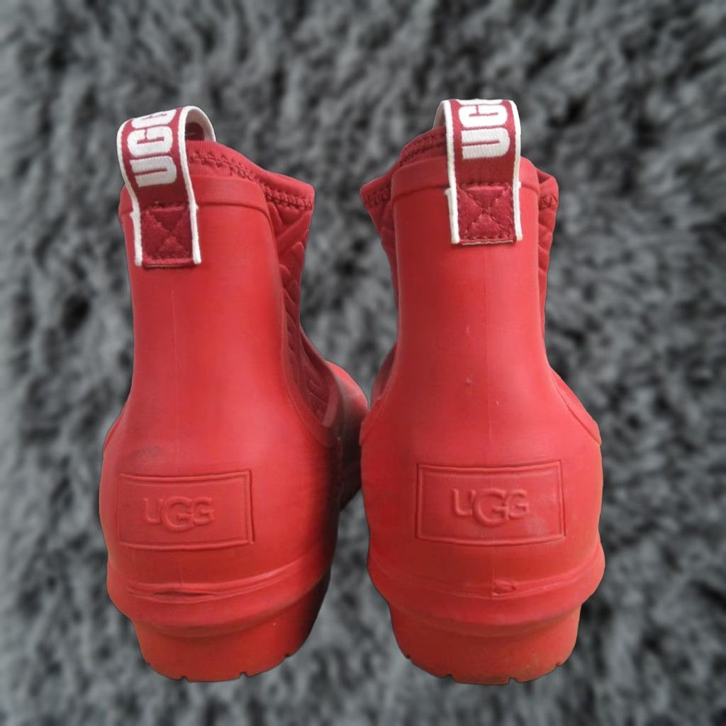 Ugg UGG Boots Womens Size 7 Red Rubber Rain Chelsea Pull On Ankle Booties Lug Sole Size US 7 / IT 37 - 1 Thumbnail