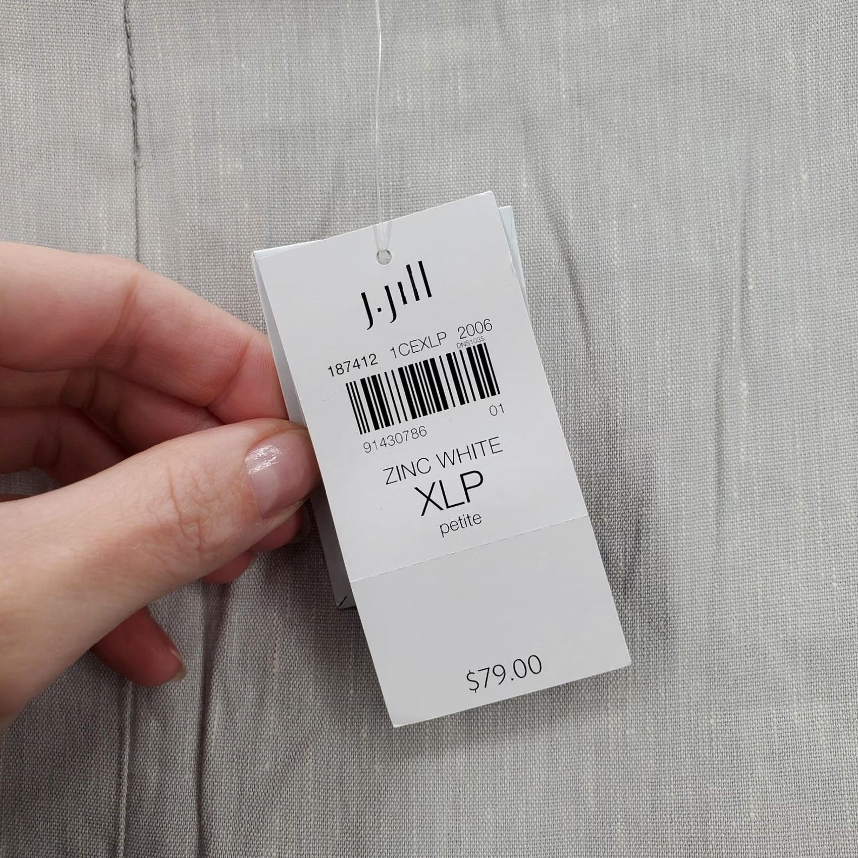 J. Jill J.Jill Pants Womens XL Petite Zinc White Linen Stretch Side Zip Ankle Button NWT Size 40" / US 18 - 4 Thumbnail