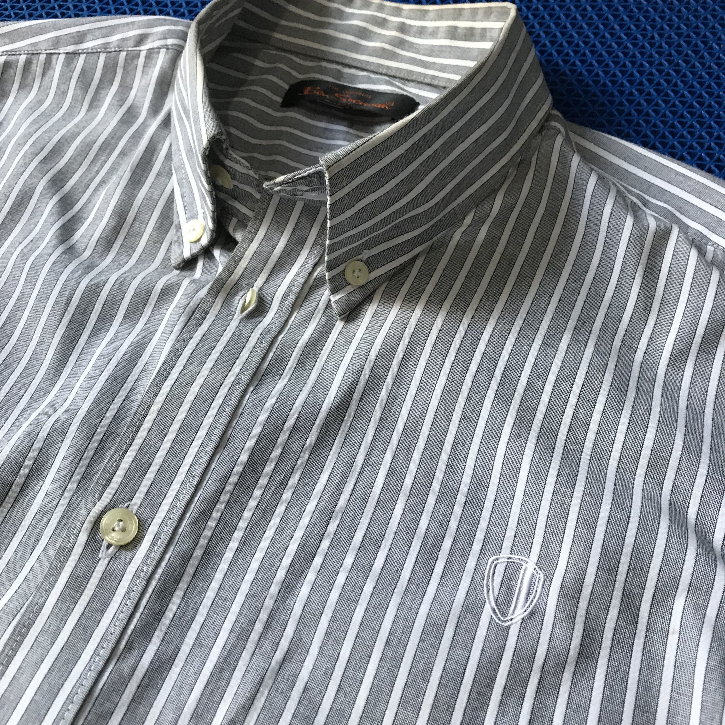 Ben Sherman × Vintage Ben Sherman Grey Stripes Shirt Button down 3 finger Colar Size US XL / EU 56 / 4 - 4 Thumbnail