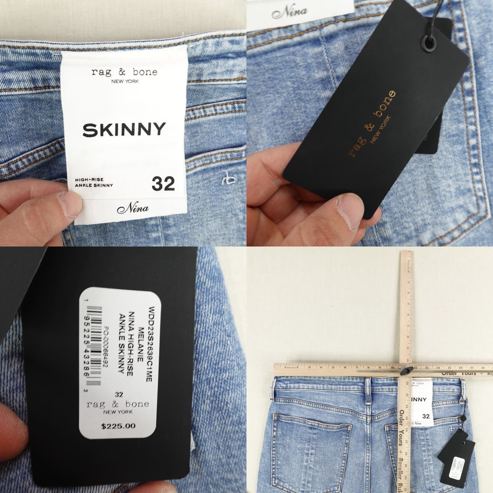 Rag & Bone Rag & Bone Jeans Women 32 Blue Denim High Rise Ankle Skinny NEW Size 24" / US 00 / IT 34 - 8 Thumbnail